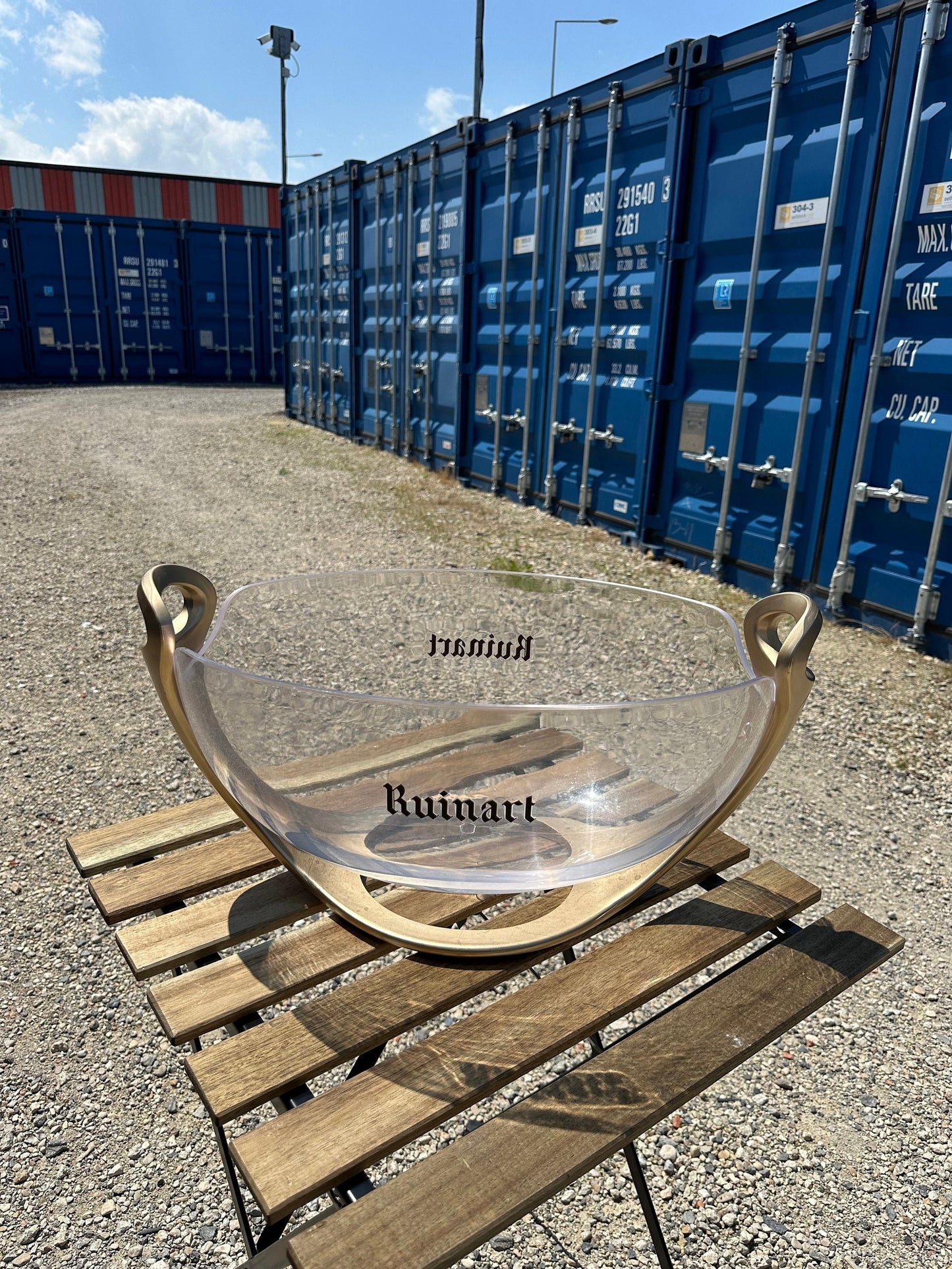 RARE Ruinart seau vasque à champagne en plastique transparent et doré vintage pour bouteille de champagne , Cadeau Champagne Made in France
