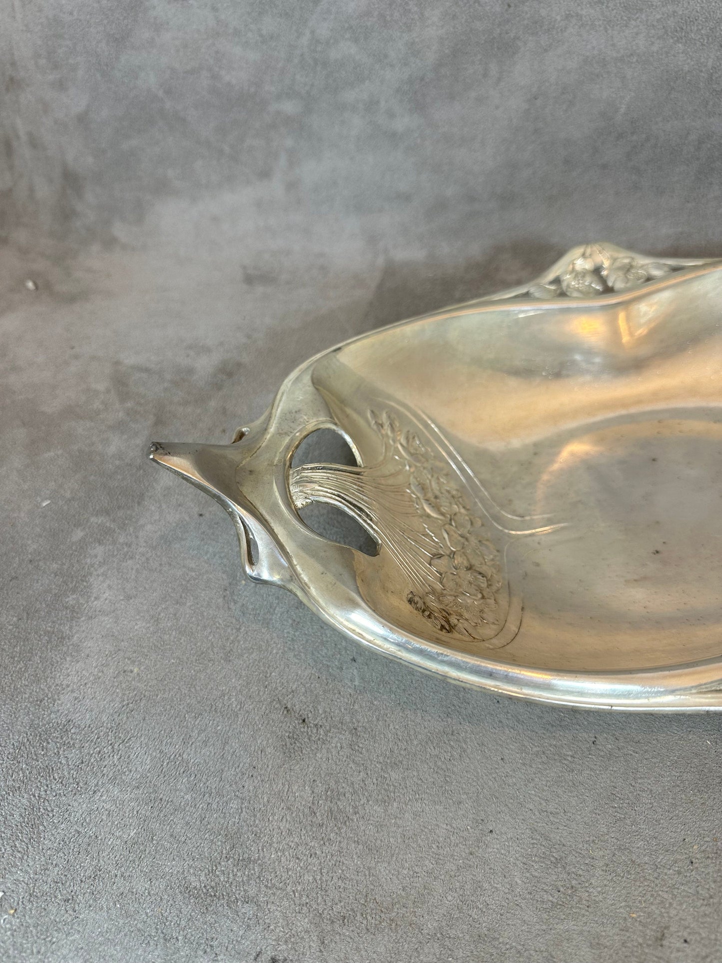 SELTENES prächtiges Tafeltablett aus silbernem Metall Christofle Gallia Orfèvre, Made in France, Vintage 1960