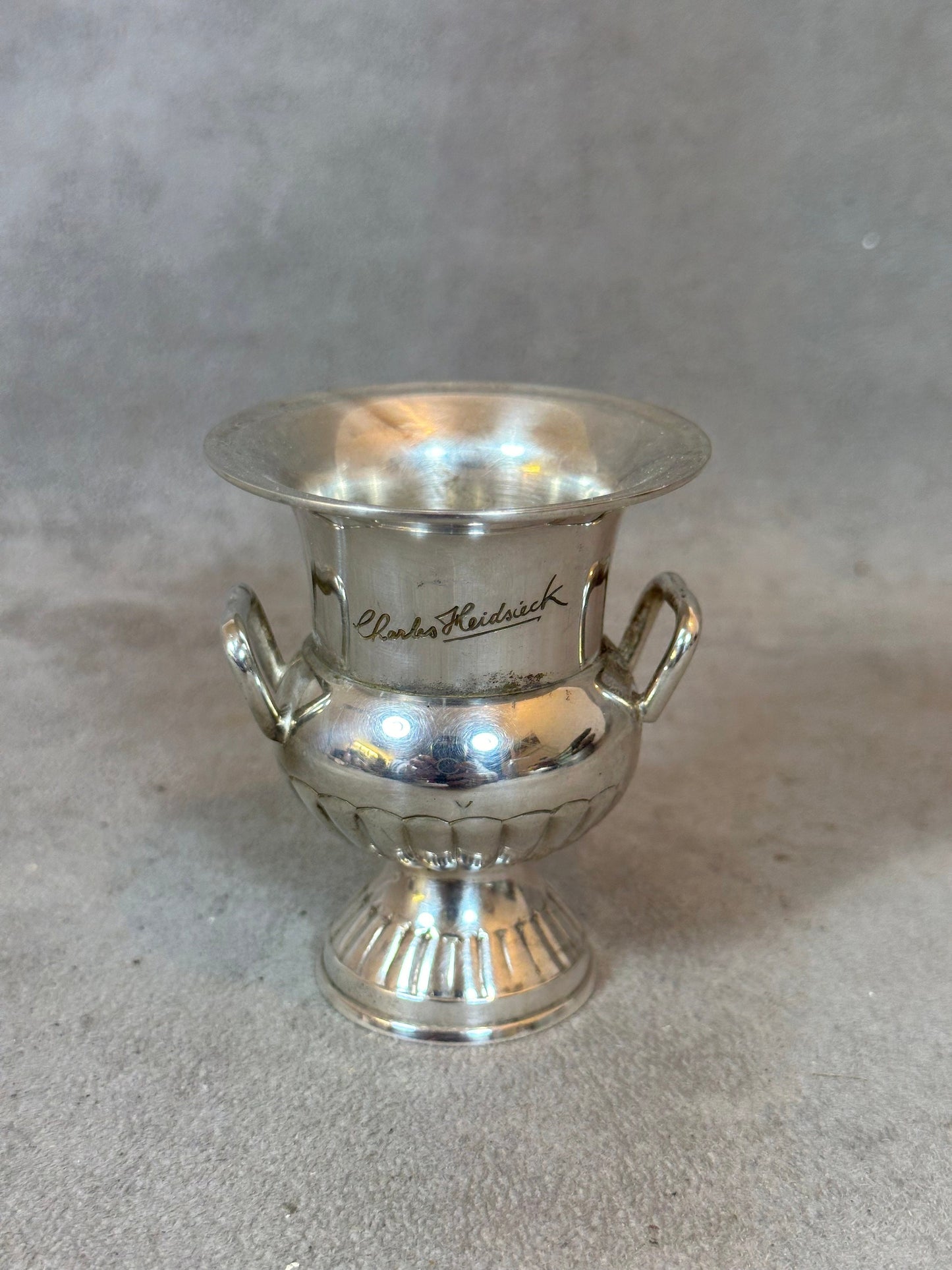 RARE Magnifique seau à champagne miniature en édition limité vintage Charles Heidsieck en acier inoxydable Années 1980