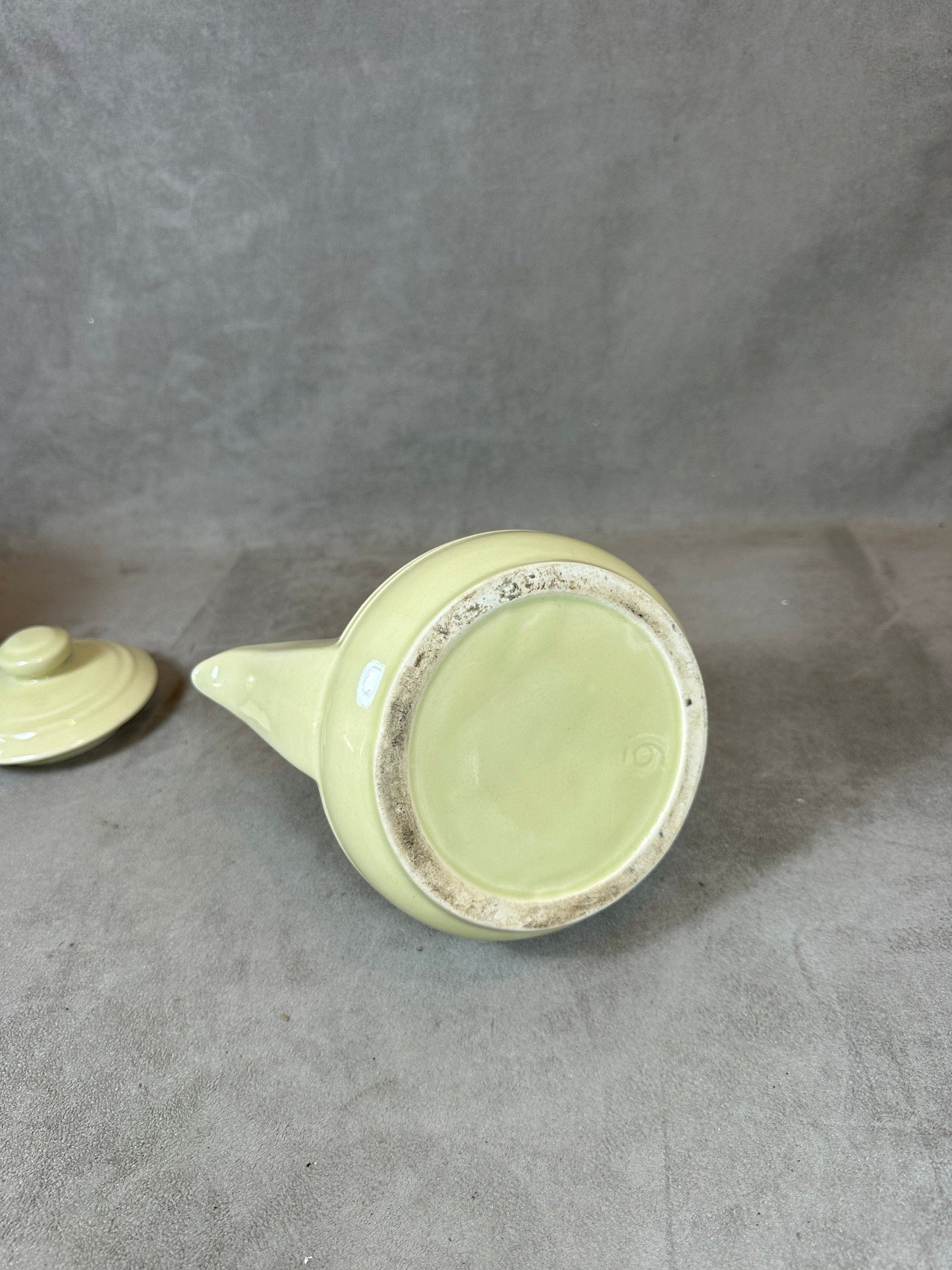 RARE Cafetière filtre NOMAR argenté sur faïence vintage jaune à détails années 1960