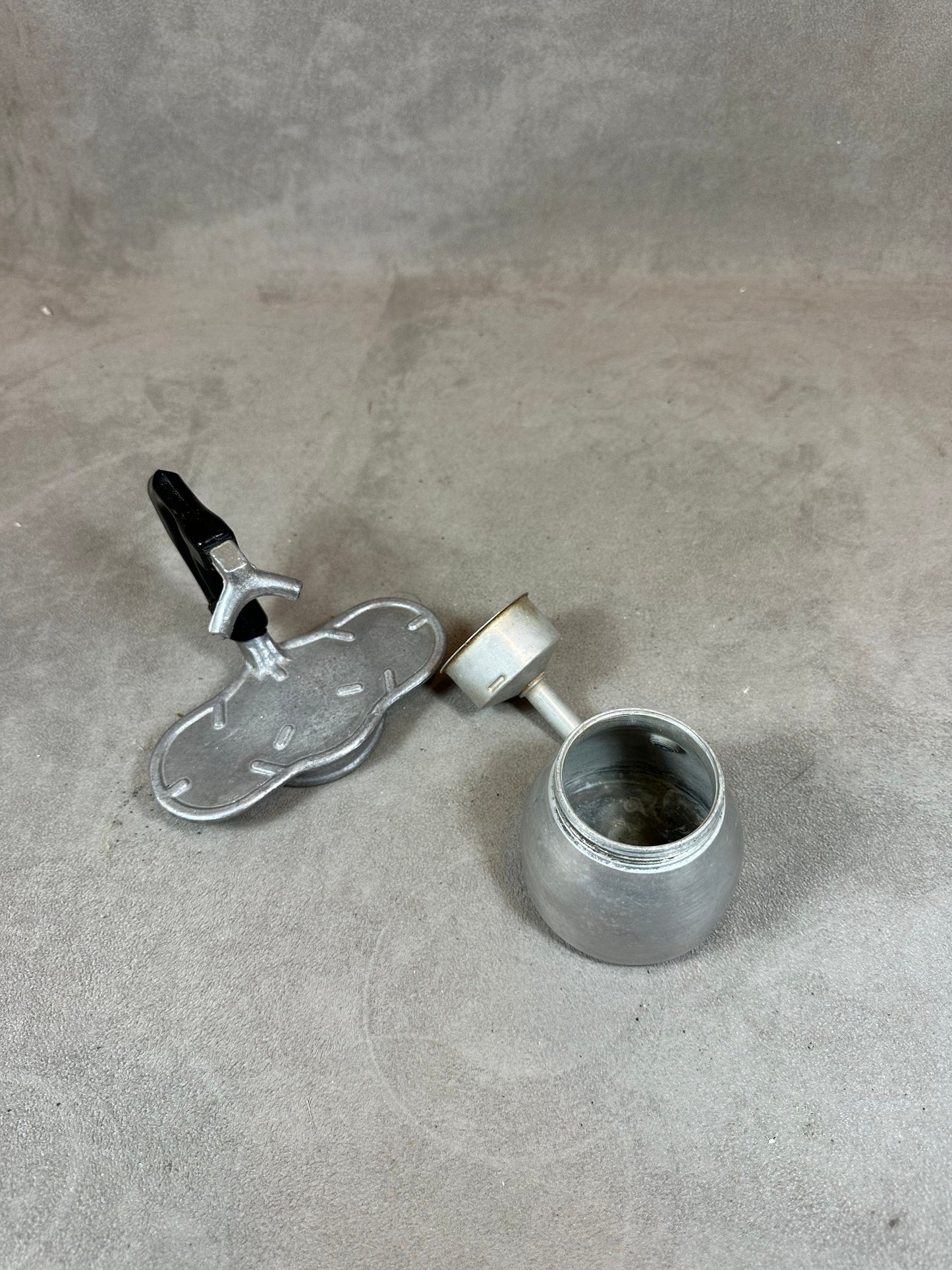 Vintage Italian travel coffee maker for 2 people in steel vintage design Made in Italy