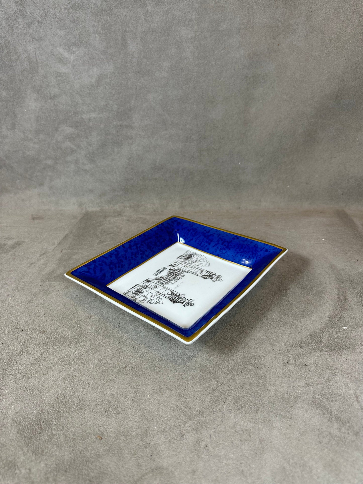 Ashtray Property of France in vintage blue Limoges porcelain Made in France