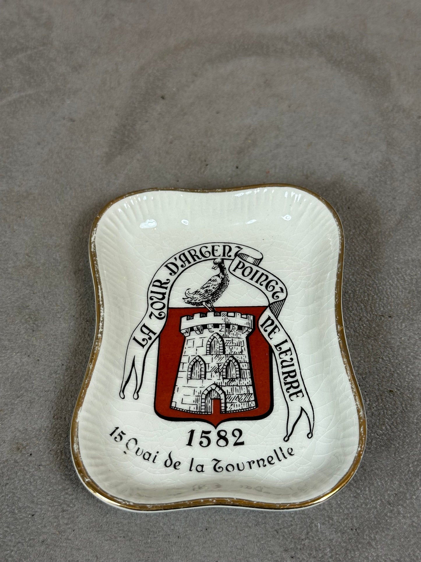 La Tour d'Argent Paris Aschenbecher, Porzellan, Keramik, Tobacciana, Vintage Restaurant, Werbung, Paris, Made in France