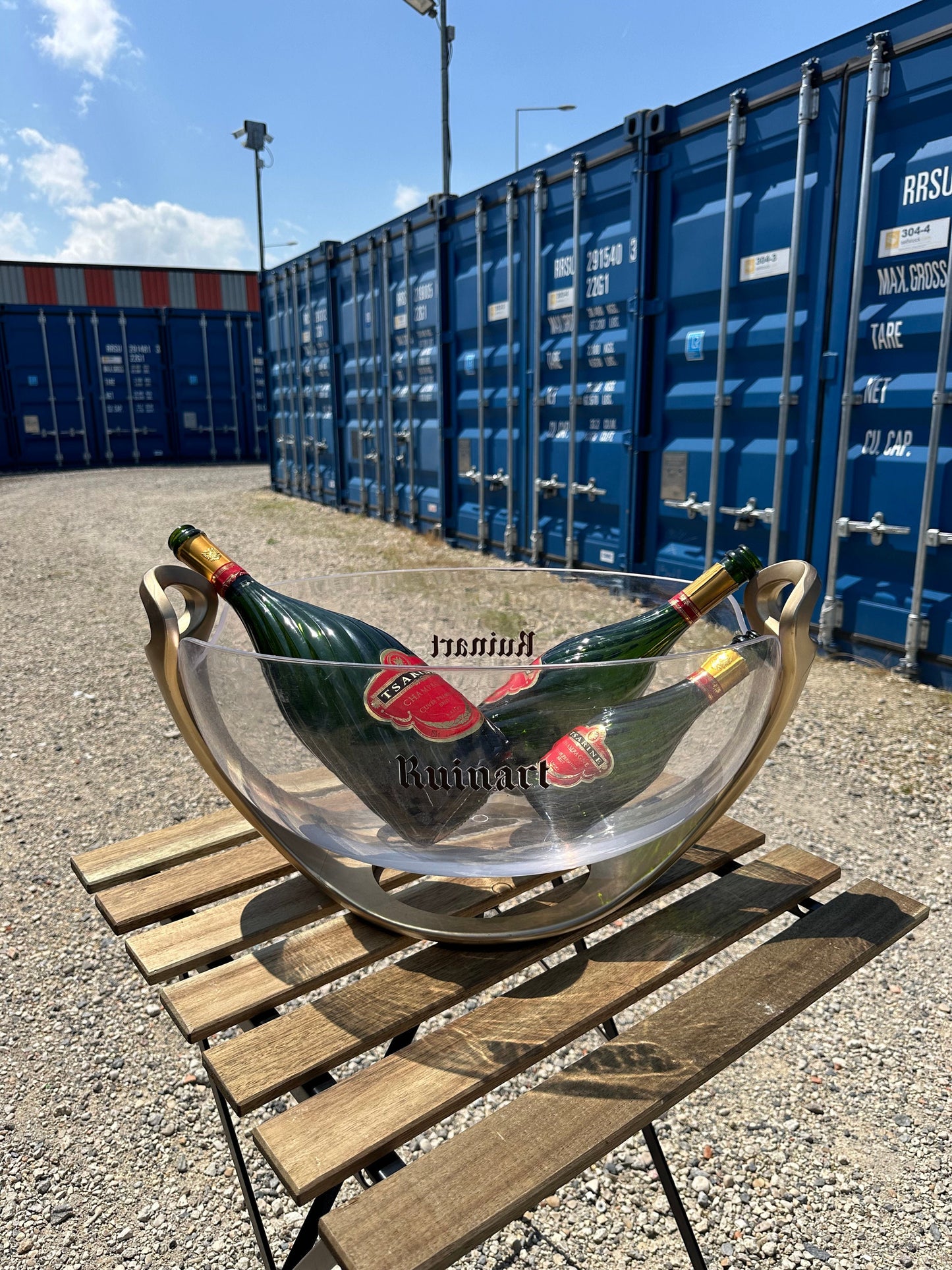 RARE Ruinart seau vasque à champagne en plastique transparent et doré vintage pour bouteille de champagne , Cadeau Champagne Made in France