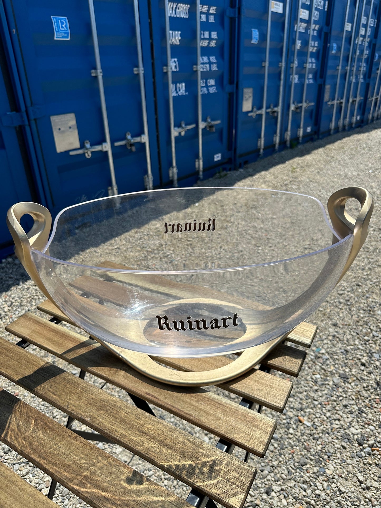 RARE Ruinart seau vasque à champagne en plastique transparent et doré vintage pour bouteille de champagne , Cadeau Champagne Made in France