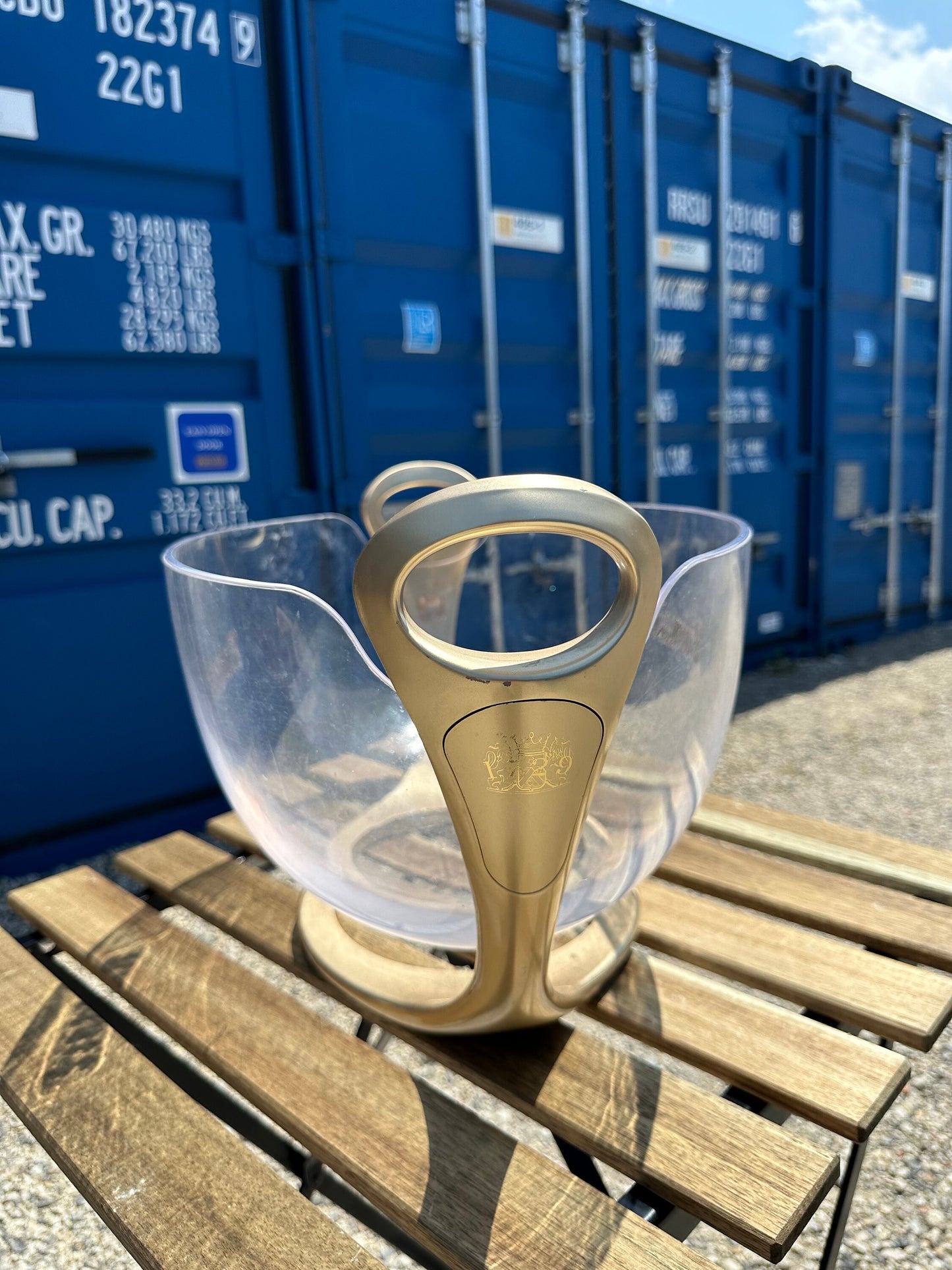 RARE Ruinart seau vasque à champagne en plastique transparent et doré vintage pour bouteille de champagne , Cadeau Champagne Made in France