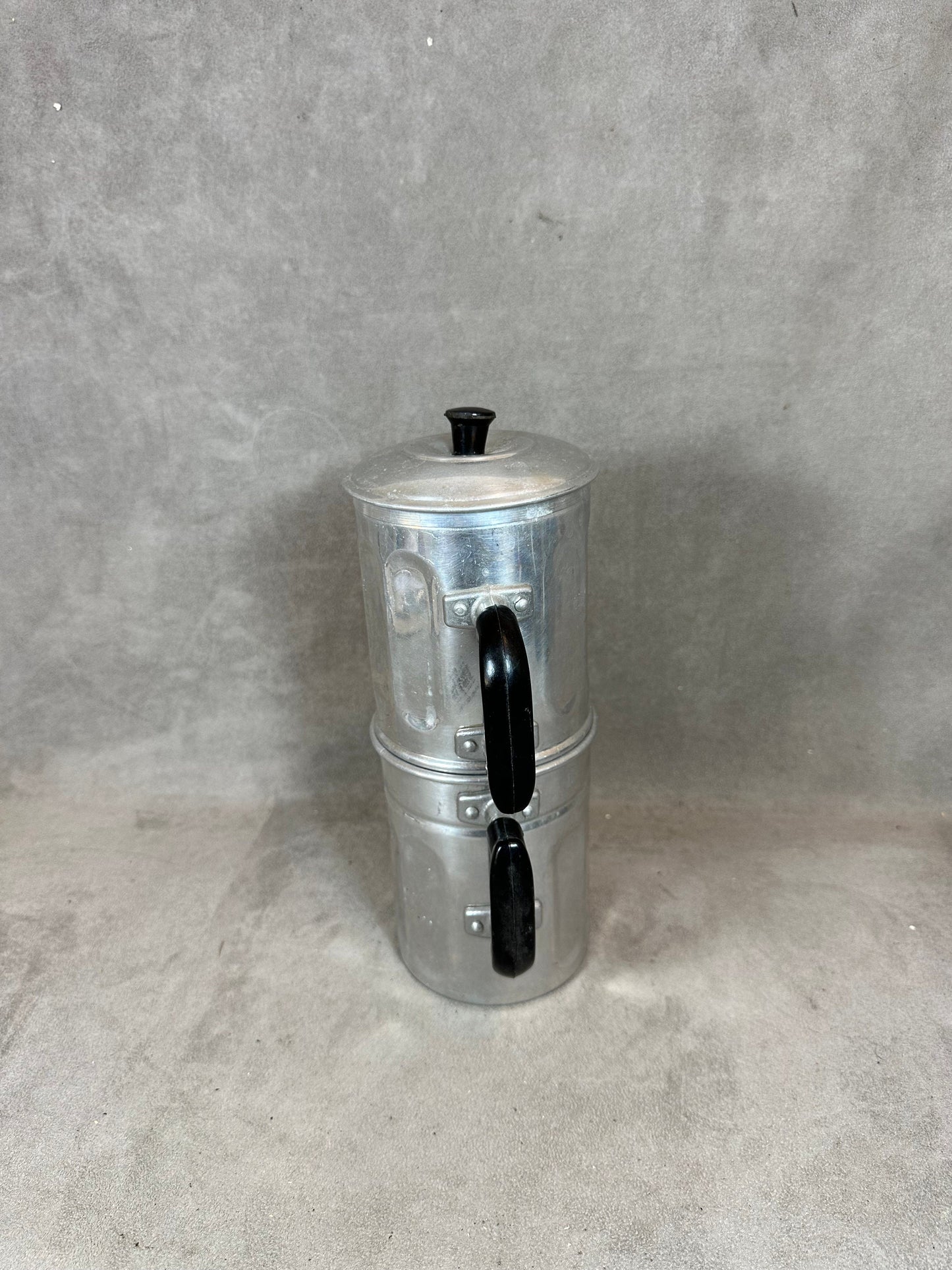 Double Coffee Maker in Aluminum in two parts, Made in Italy, Vintage 1980