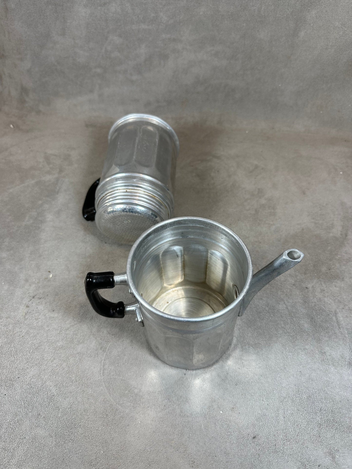 Double Coffee Maker in Aluminum in two parts, Made in Italy, Vintage 1980