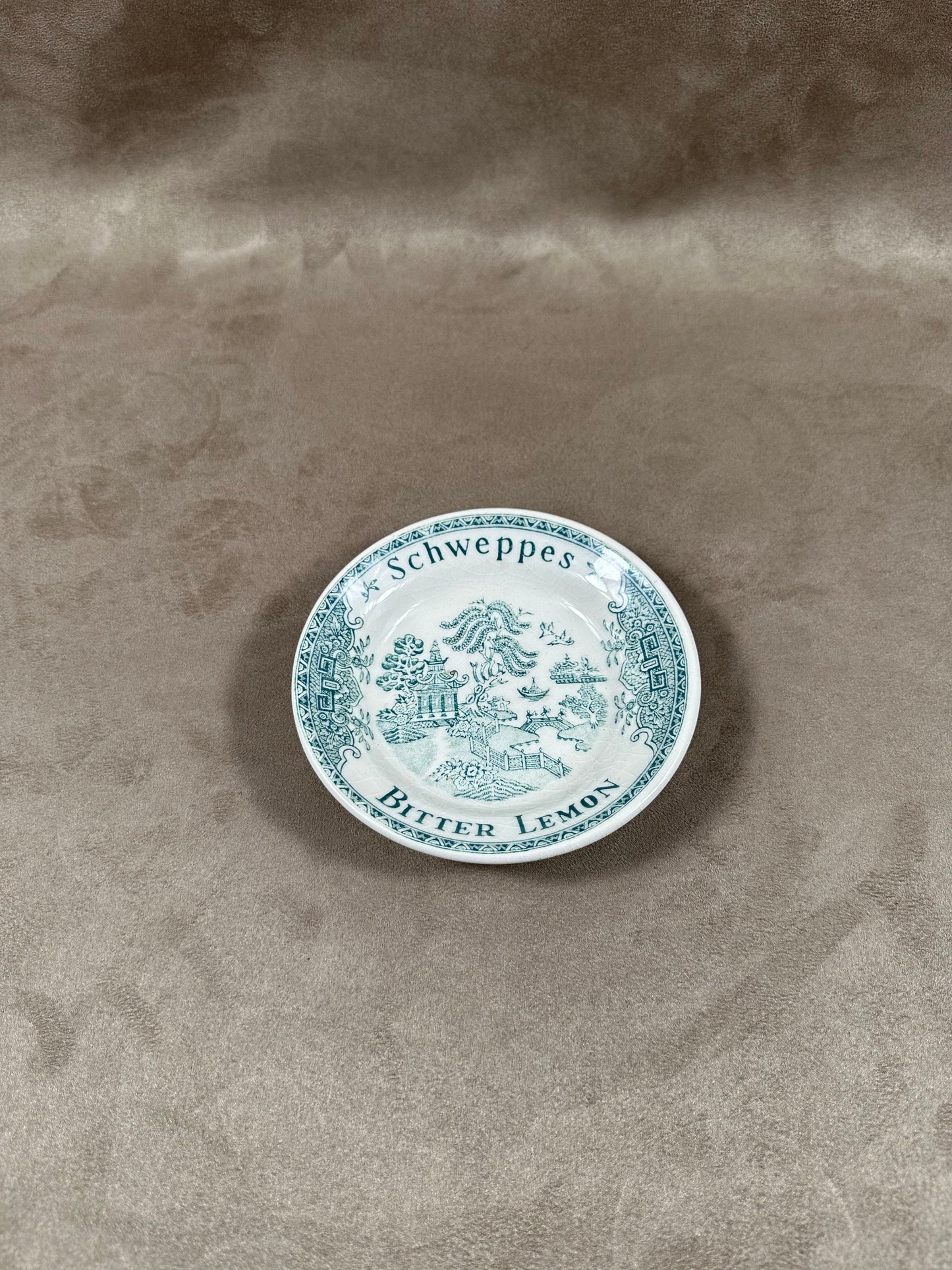 Schweppes Bitter Lemon Vintage Gien Steingutschale, Aschenbecher, leere Tasche, Made in France