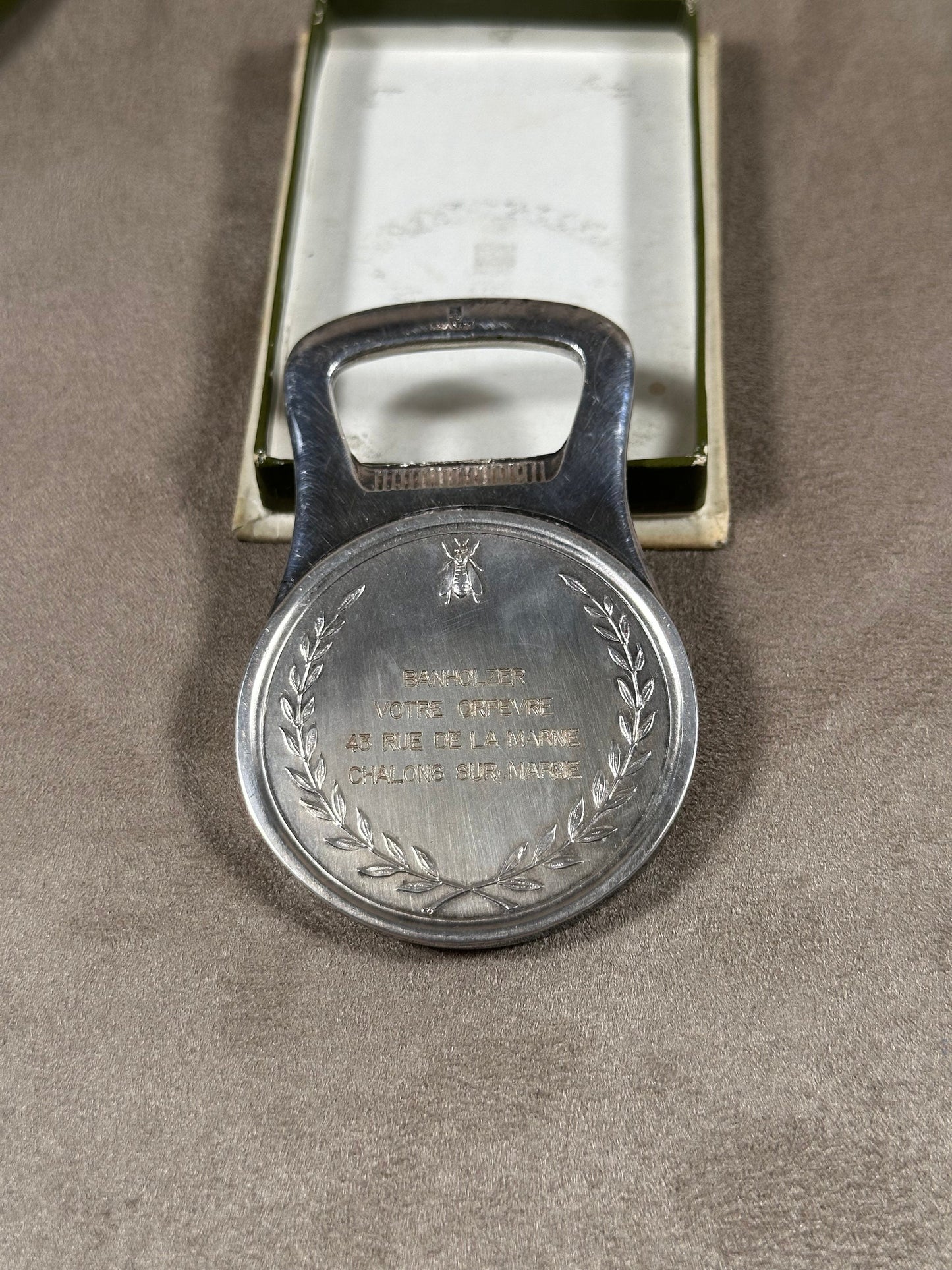 RARE Christofle silver-plated bottle opener decorated with the head of Napoleon Bonaparte Emperor Made in France