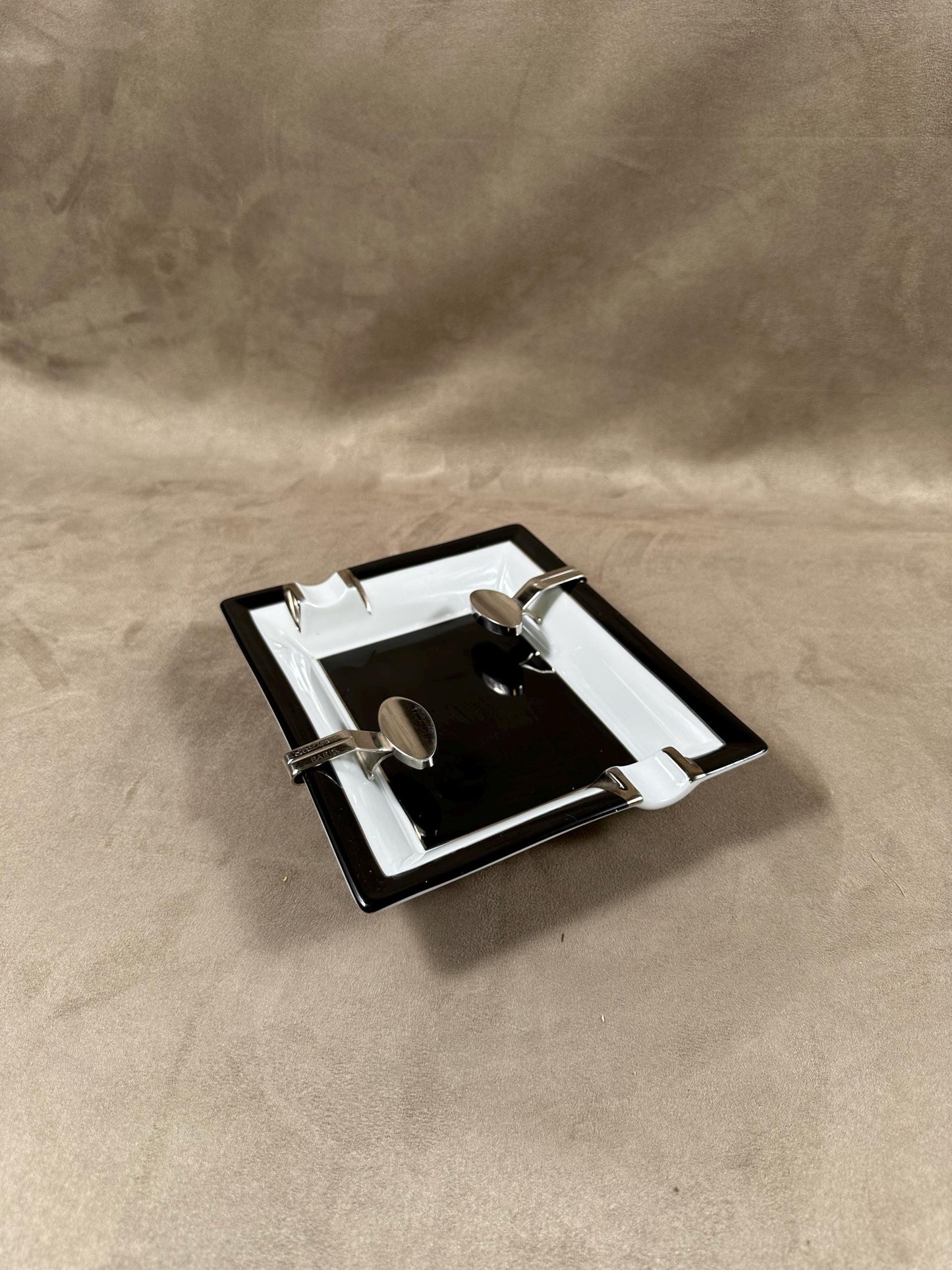 SELTENER St. Dupont Zigarrenaschenbecher aus schwarz-weißem Limoges-Porzellan, Vintage, hergestellt in Frankreich, 1980