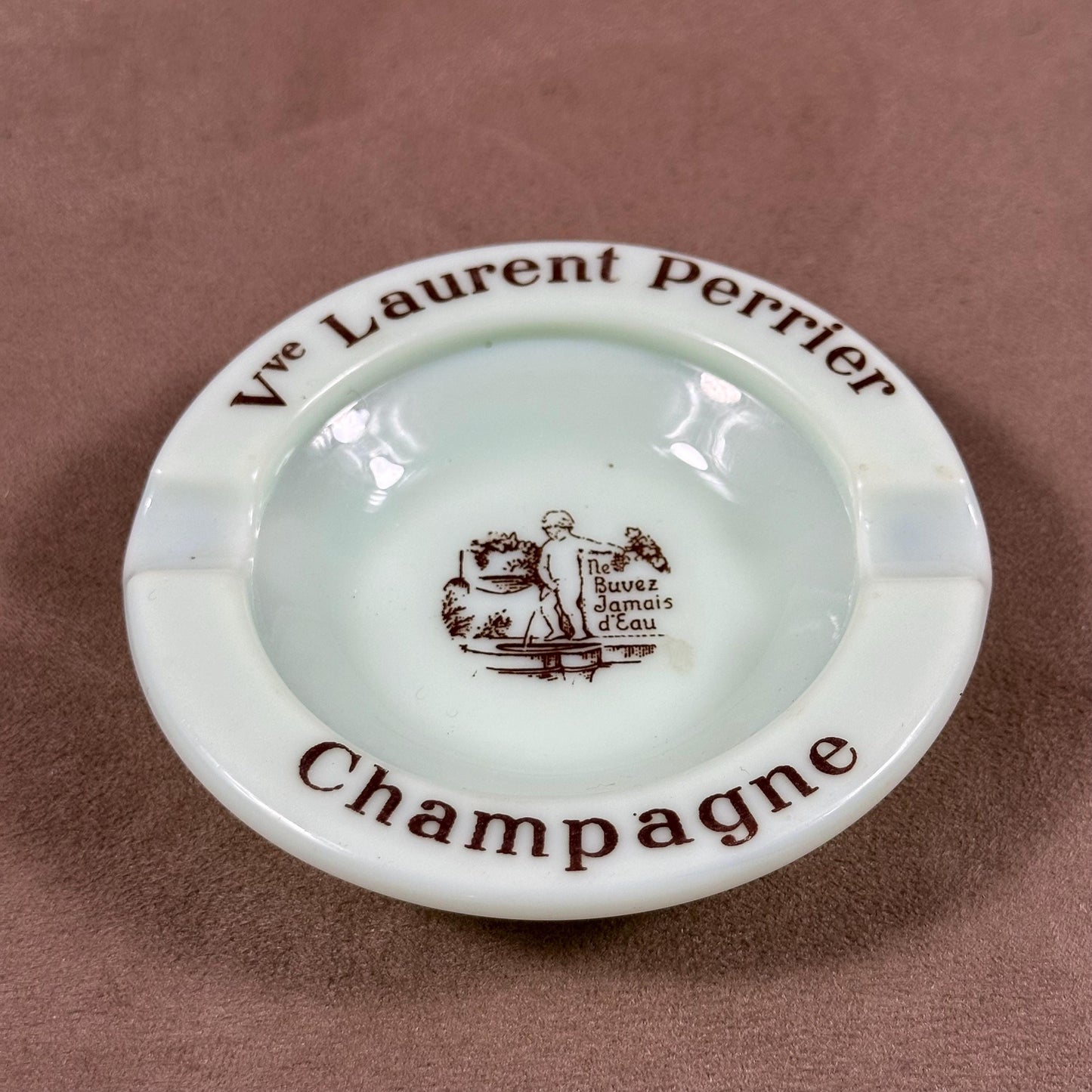 Porzellan-Werbe-Aschenbecher, Champagner Veuve Laurent Perrier Reims, Made in France, Vintage 1980