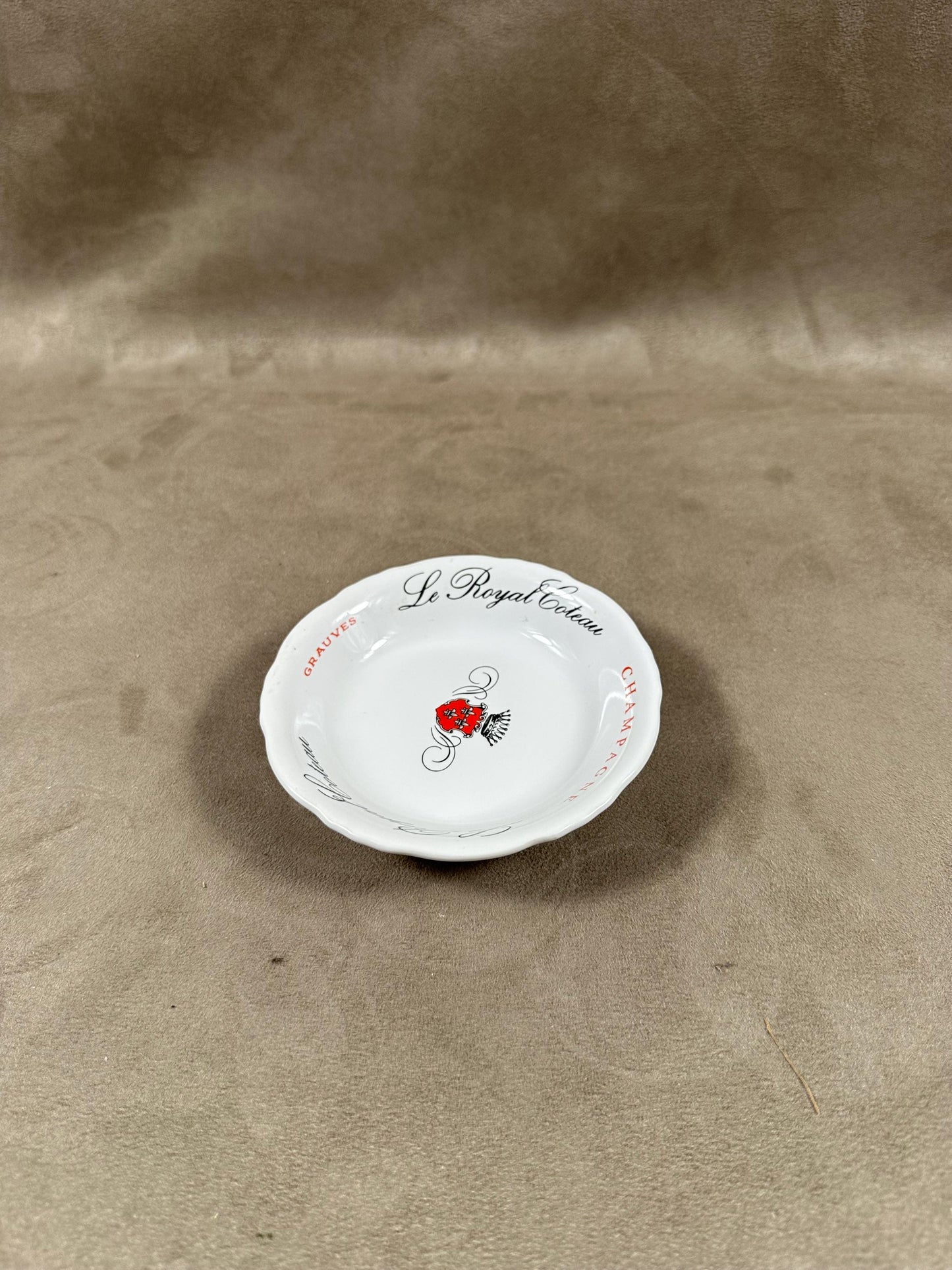 Werbeaschenbecher aus Steingut, Champagner Le Royal Coteau Grauves, Made in France, Vintage 1970