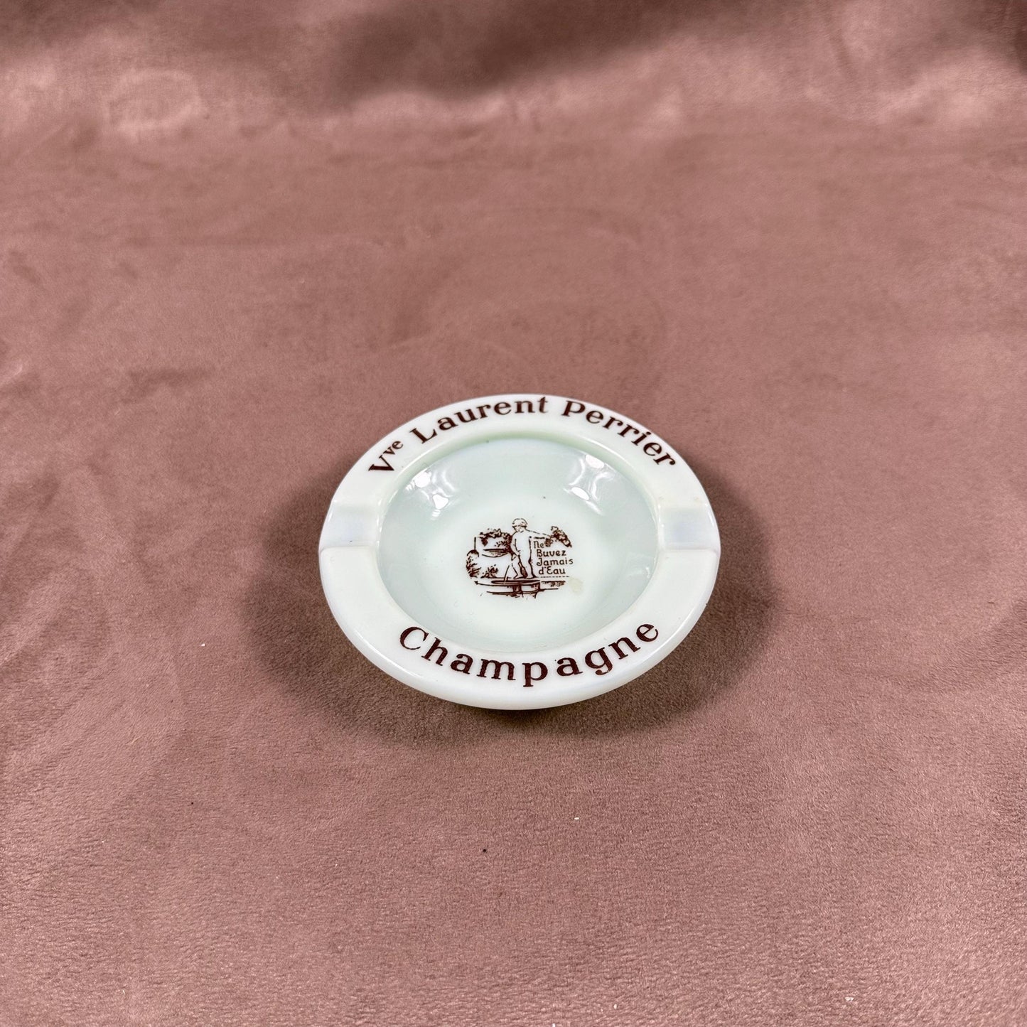 Porzellan-Werbe-Aschenbecher, Champagner Veuve Laurent Perrier Reims, Made in France, Vintage 1980