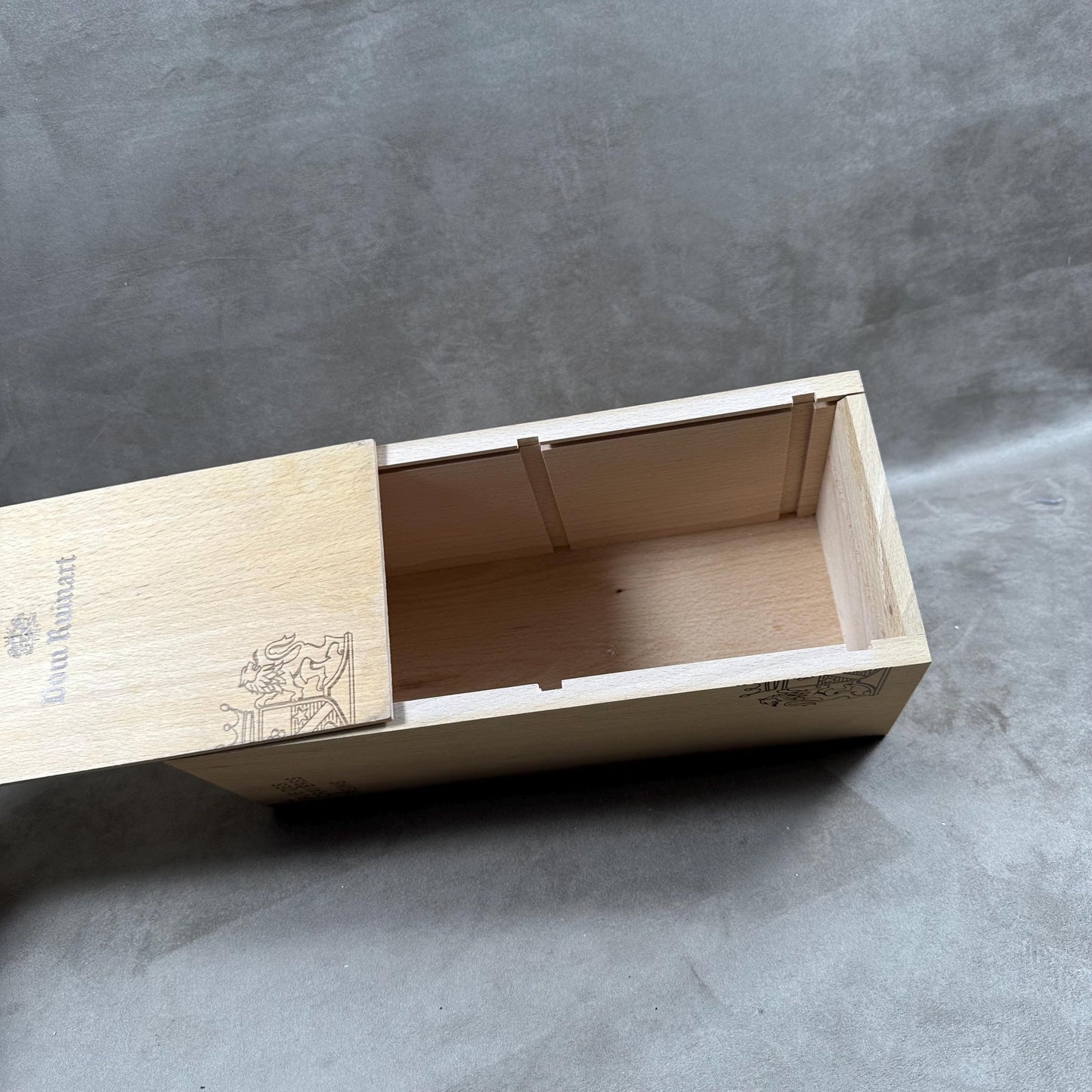 Wooden Box for Dom Ruinart Champagne Bottle, Made in France, Vintage 1990