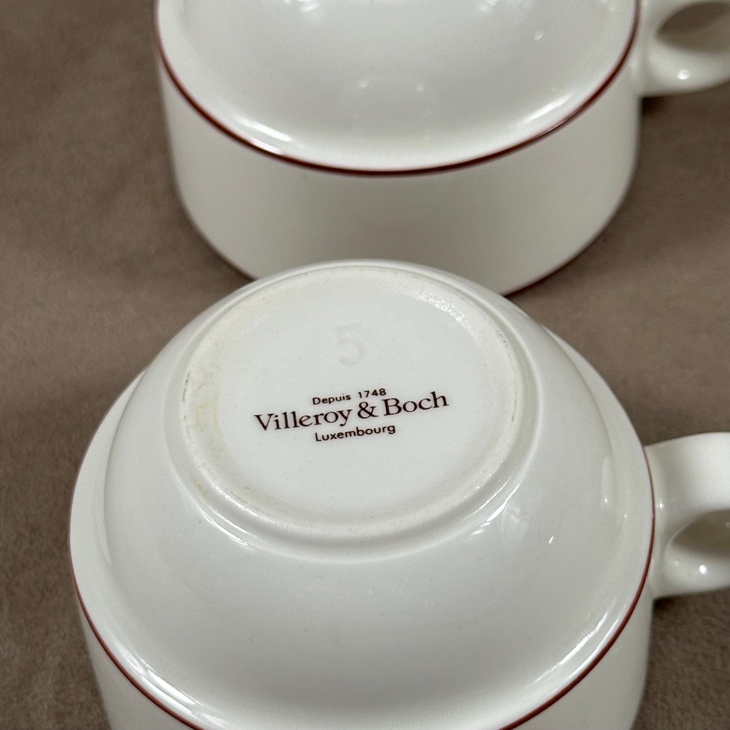 Set of 2 Porcelain Mugs by Villeroy & Boch, Hotel Restaurant Le Bretagne, Luxembourg, Vintage 1970