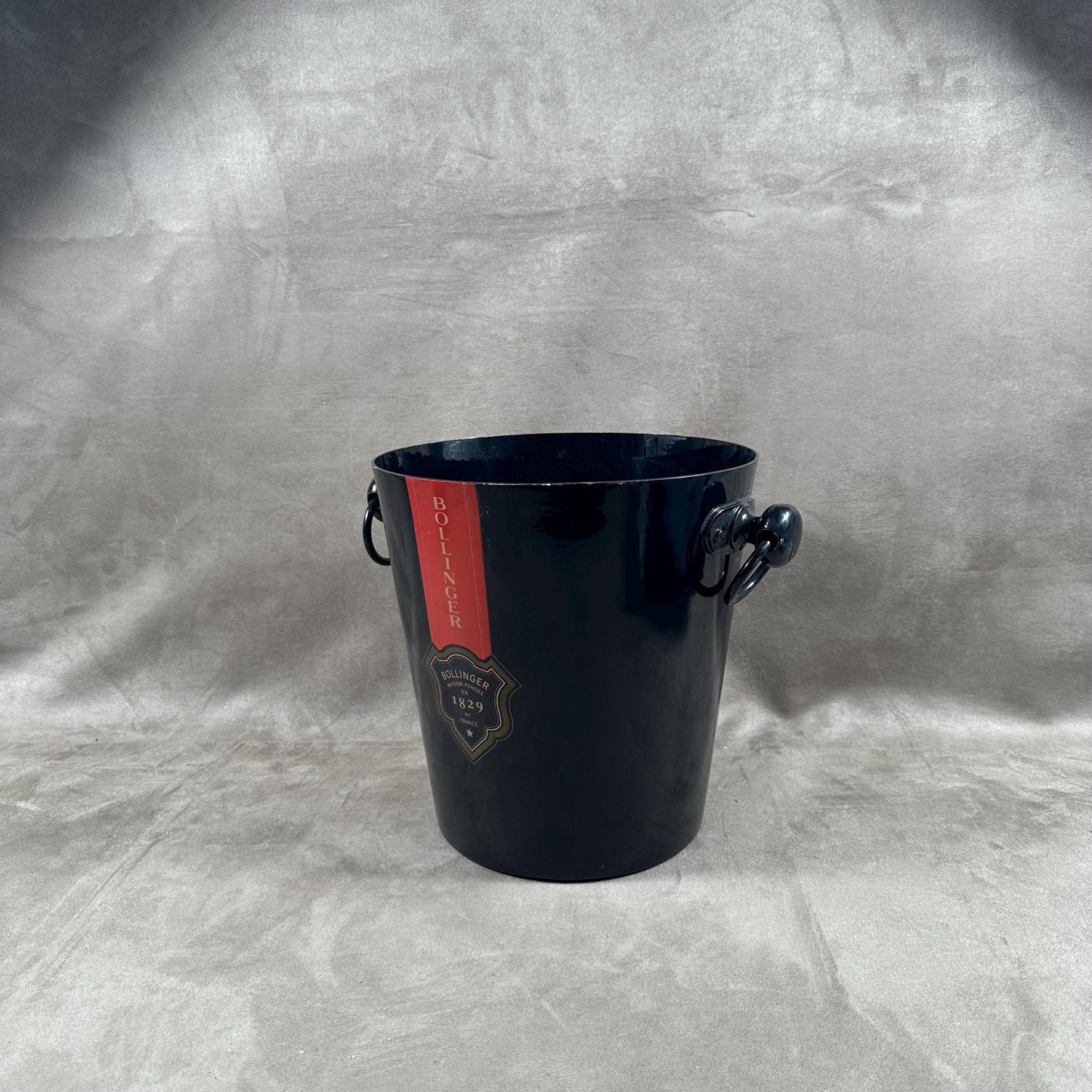 Seau à champagne Bollinger aluminium noir et rouge Made in France Années 1990