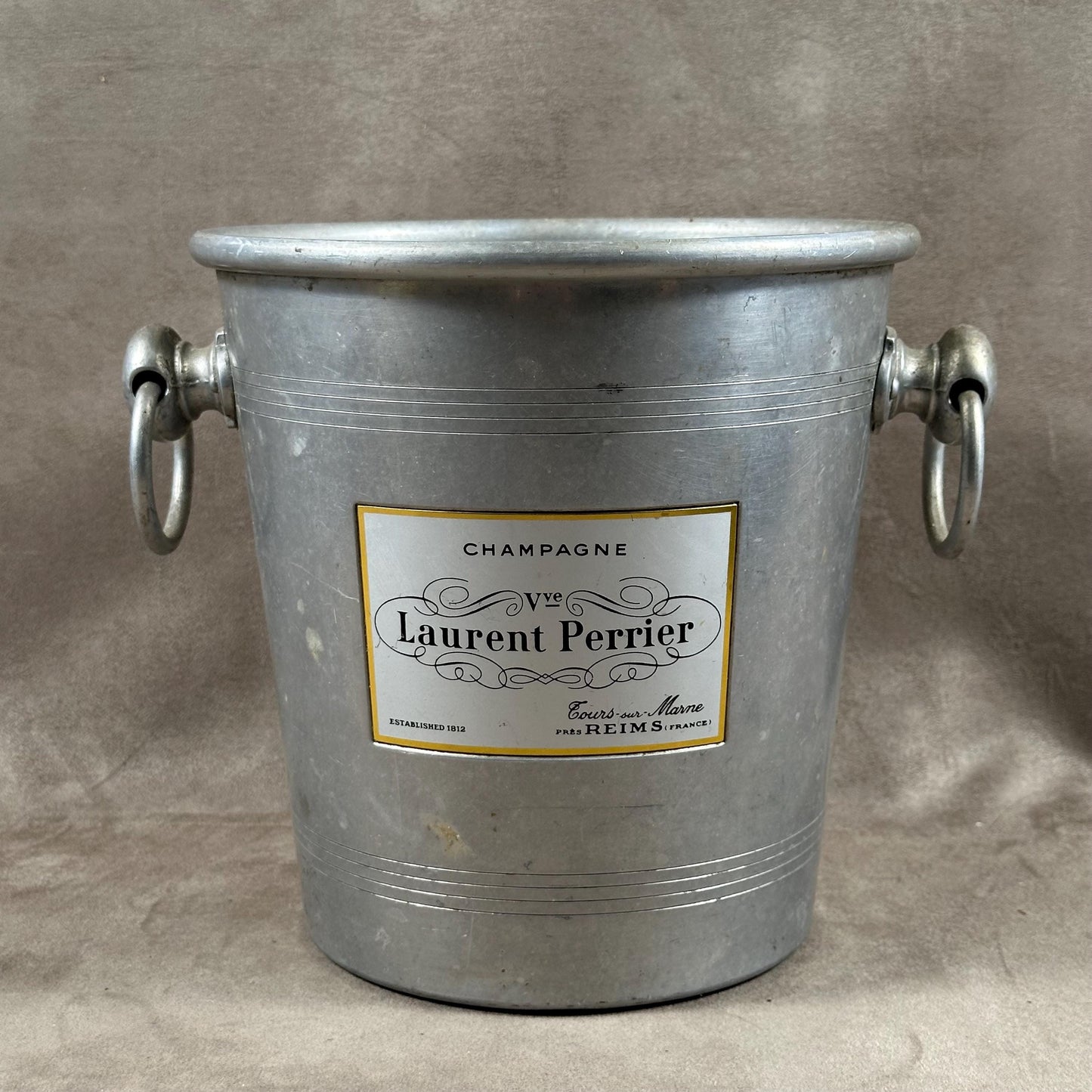 Seau à champagne en aluminium Laurent-Perrier vintage made in france Années 1970