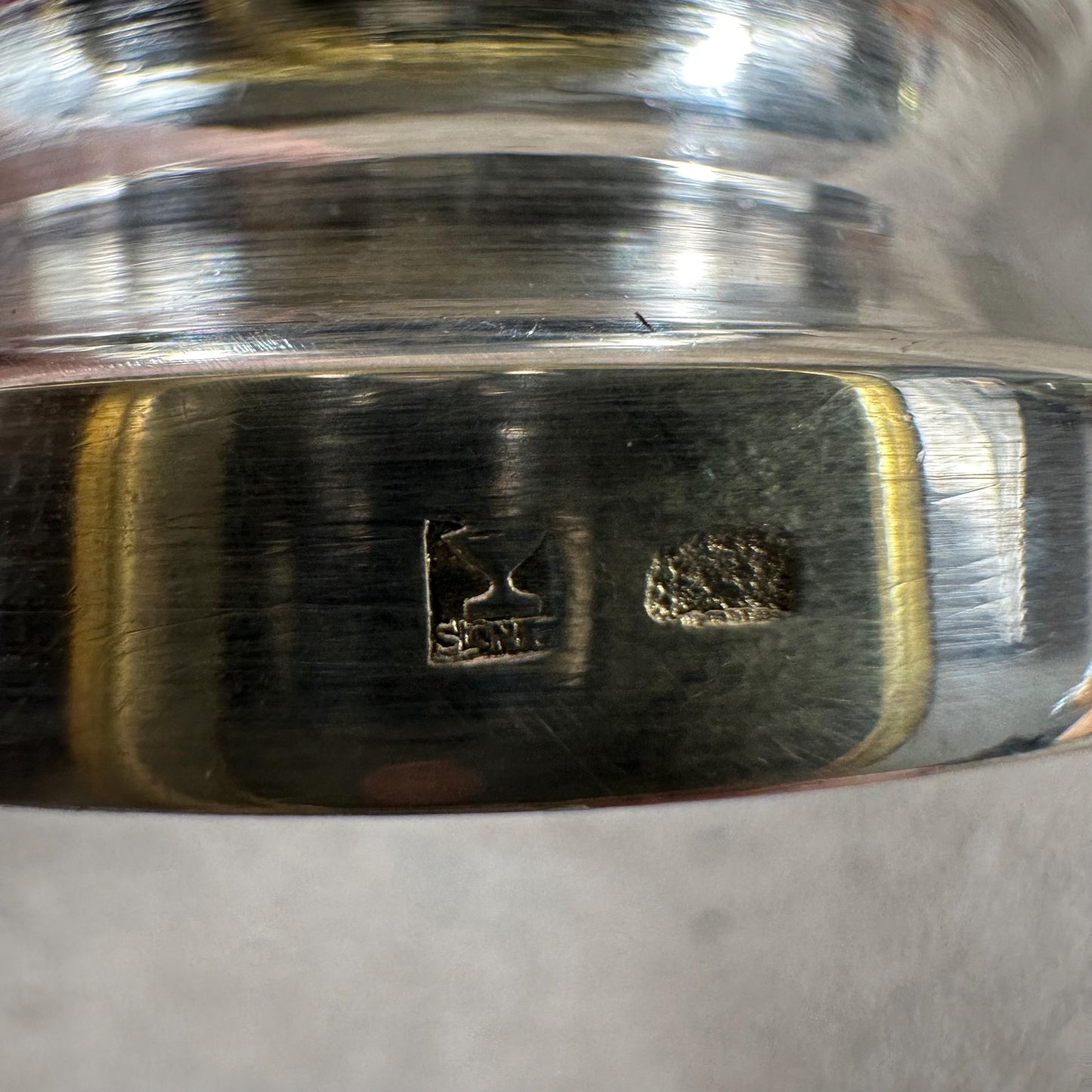 Vintage pepper mill in silver metal with goldsmith's mark Made in France