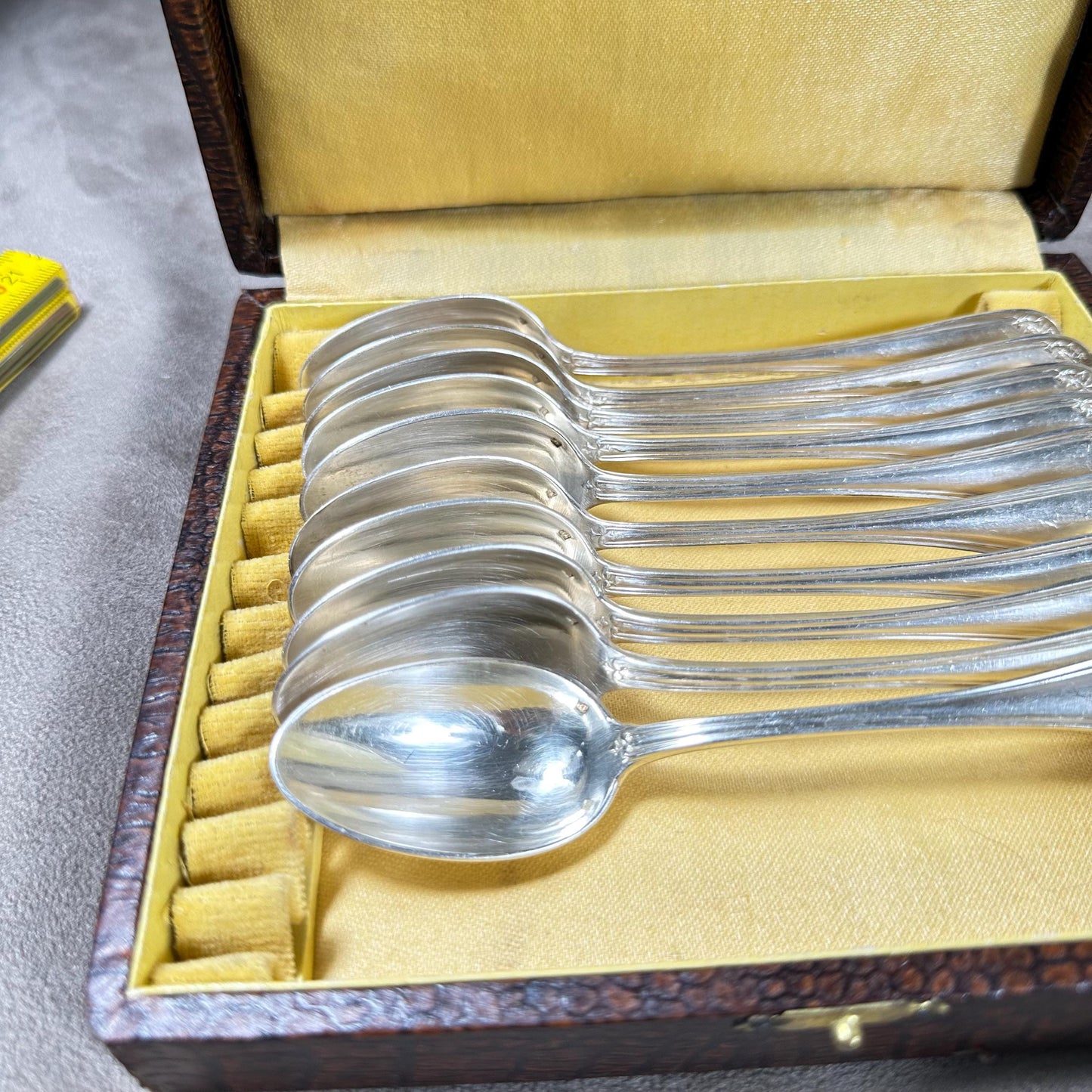 RARE Magnificent 34-piece silver-plated Ercuis vintage cutlery set in box with 1950