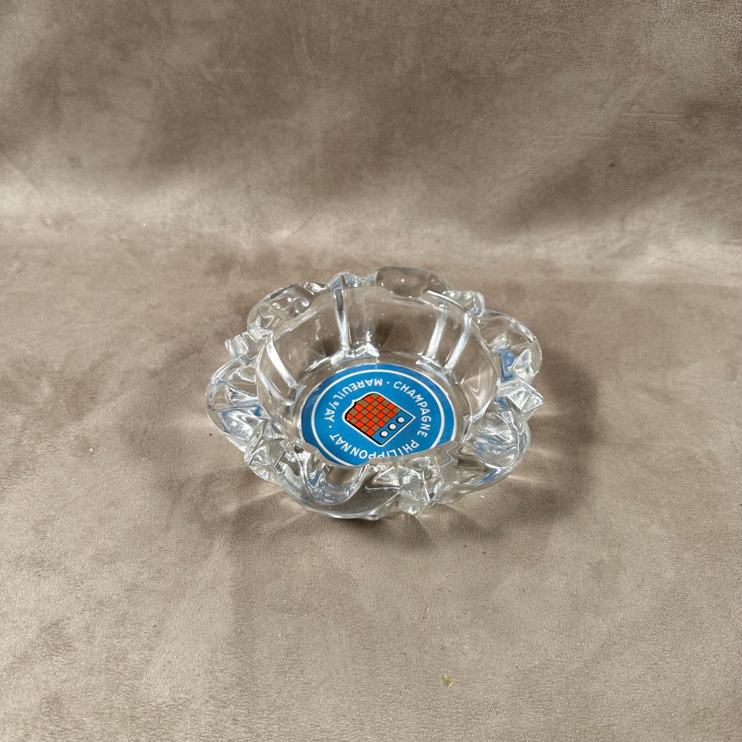 Werbeaschenbecher aus Glas, Philipponnat Champagne Mareuil sur Ay, Hergestellt in Frankreich, Vintage 1970