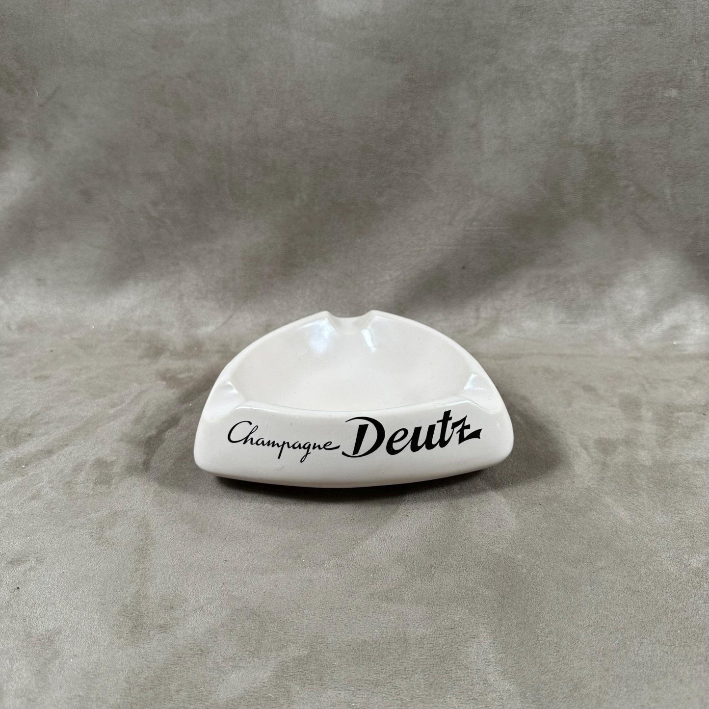 Cendrier vintage champagne Deutz faïence beige Made in France Années 1950