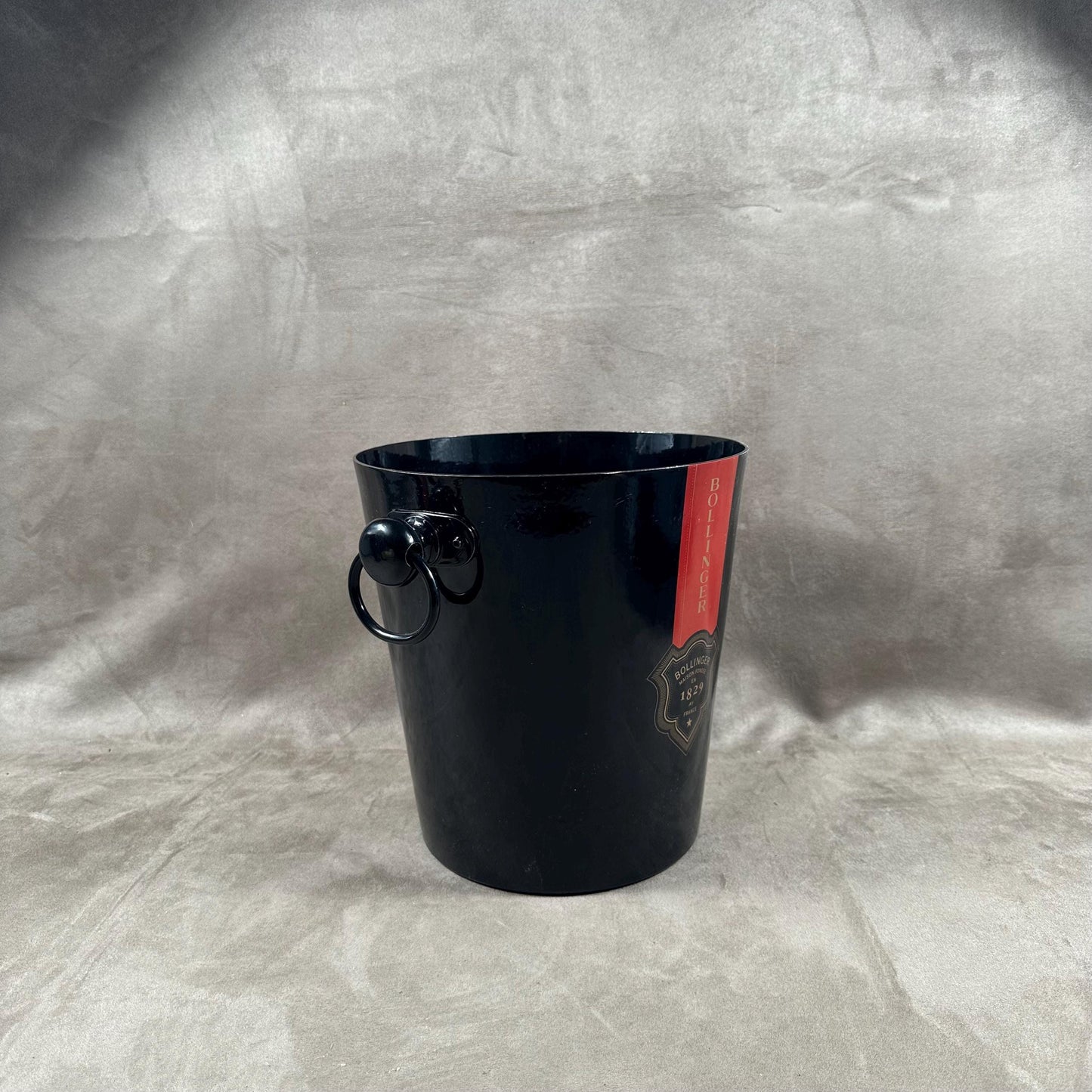 Seau à champagne Bollinger aluminium noir et rouge Made in France Années 1990