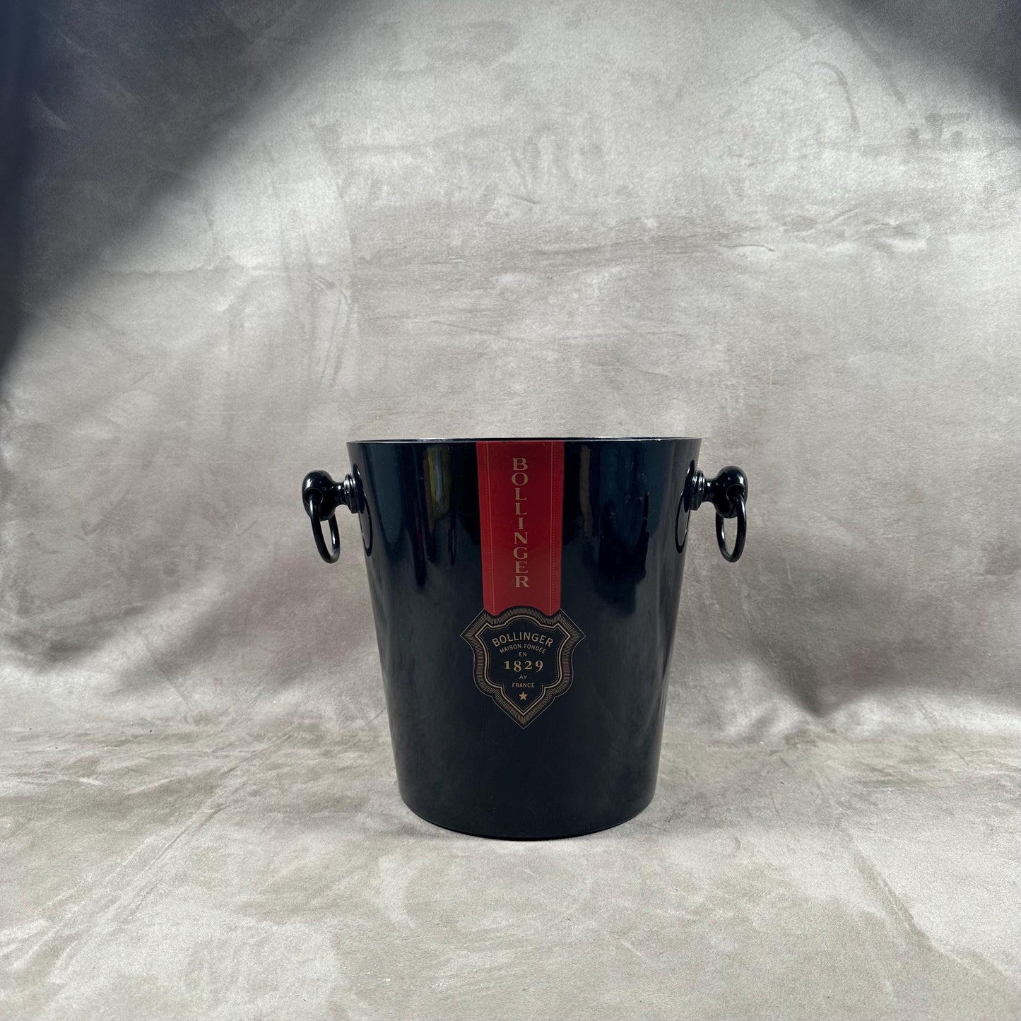 Seau à champagne Bollinger aluminium noir et rouge Made in France Années 1990