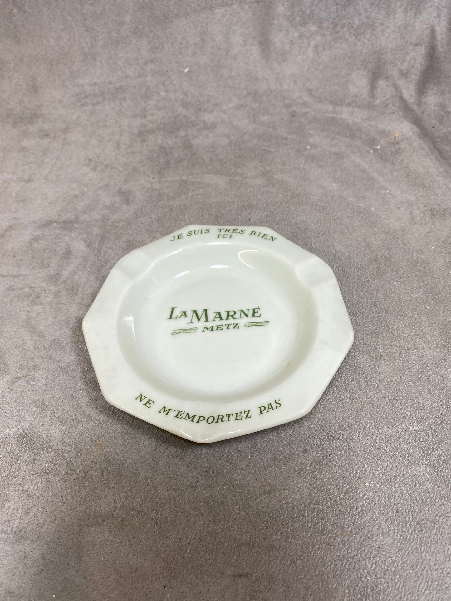 Limoges Porzellan Werbeaschenbecher von L.Bernardaud & Co, La Marne Metz, Made in France, Vintage 1980