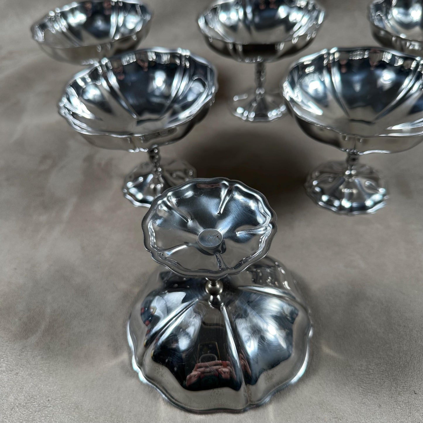 Set of 6 vintage 18/10 stainless steel ice cream cups Made in France