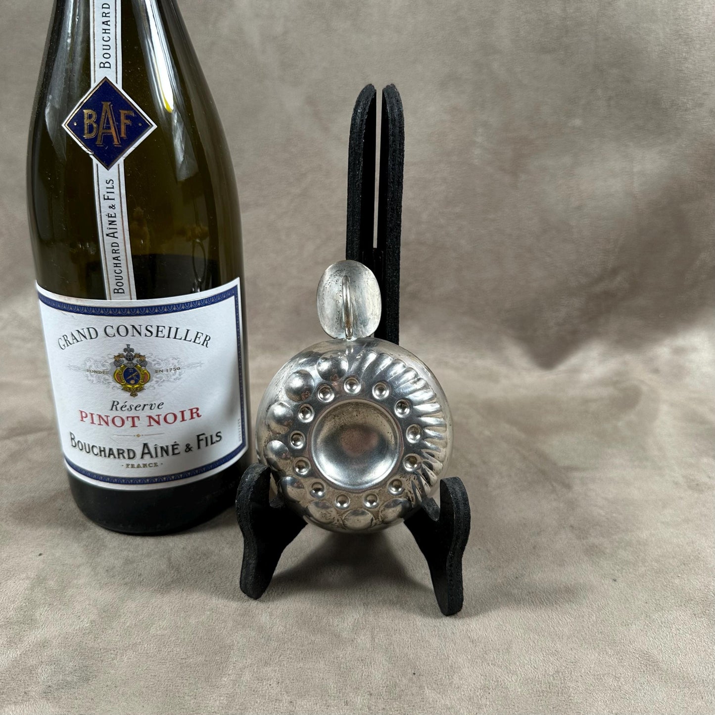 Tastevin en métal argenté, Bourgognes Patriarche, Made in France, Vintage 1970