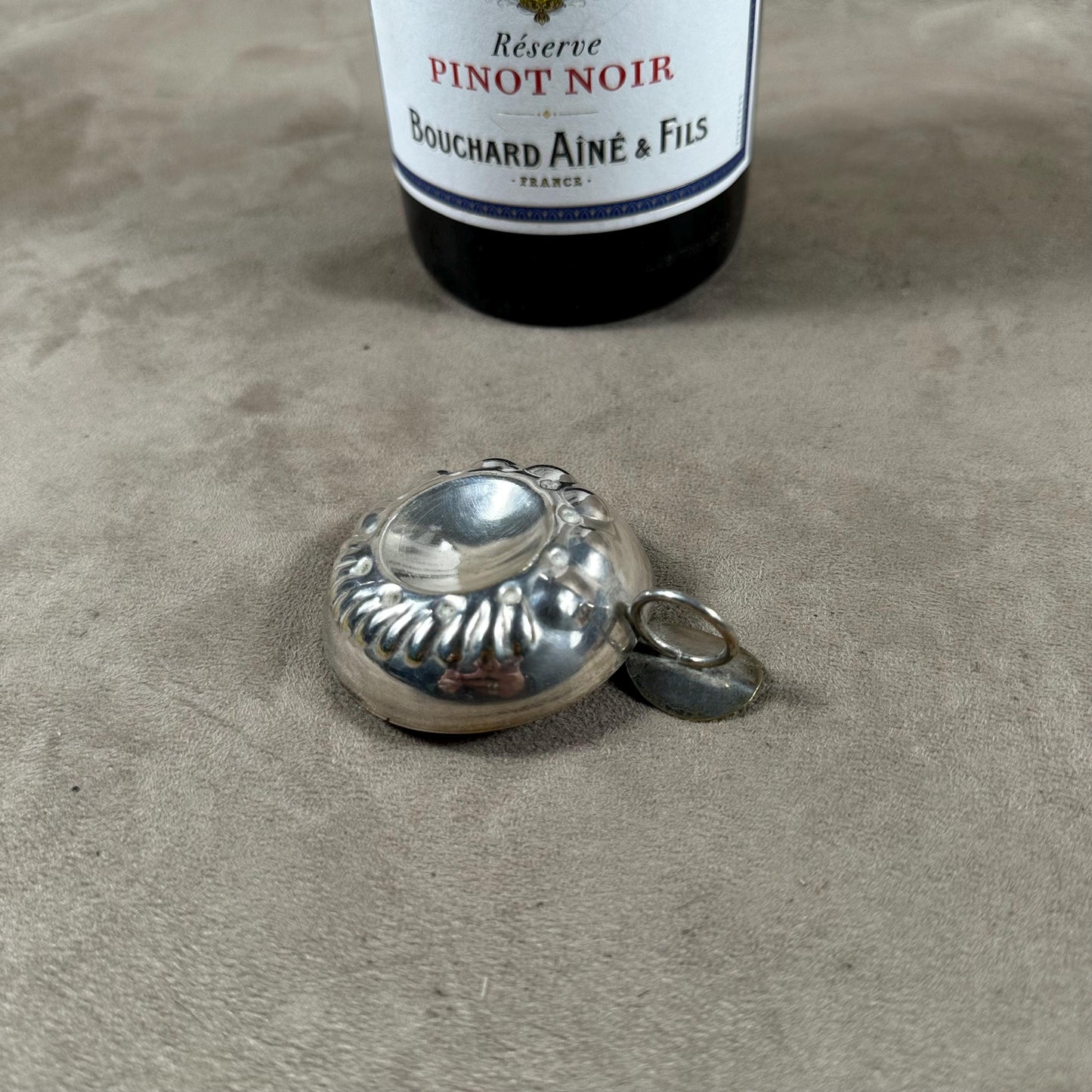 Tastevin en métal argenté, Marc Morin, Made in France, Vintage 1950