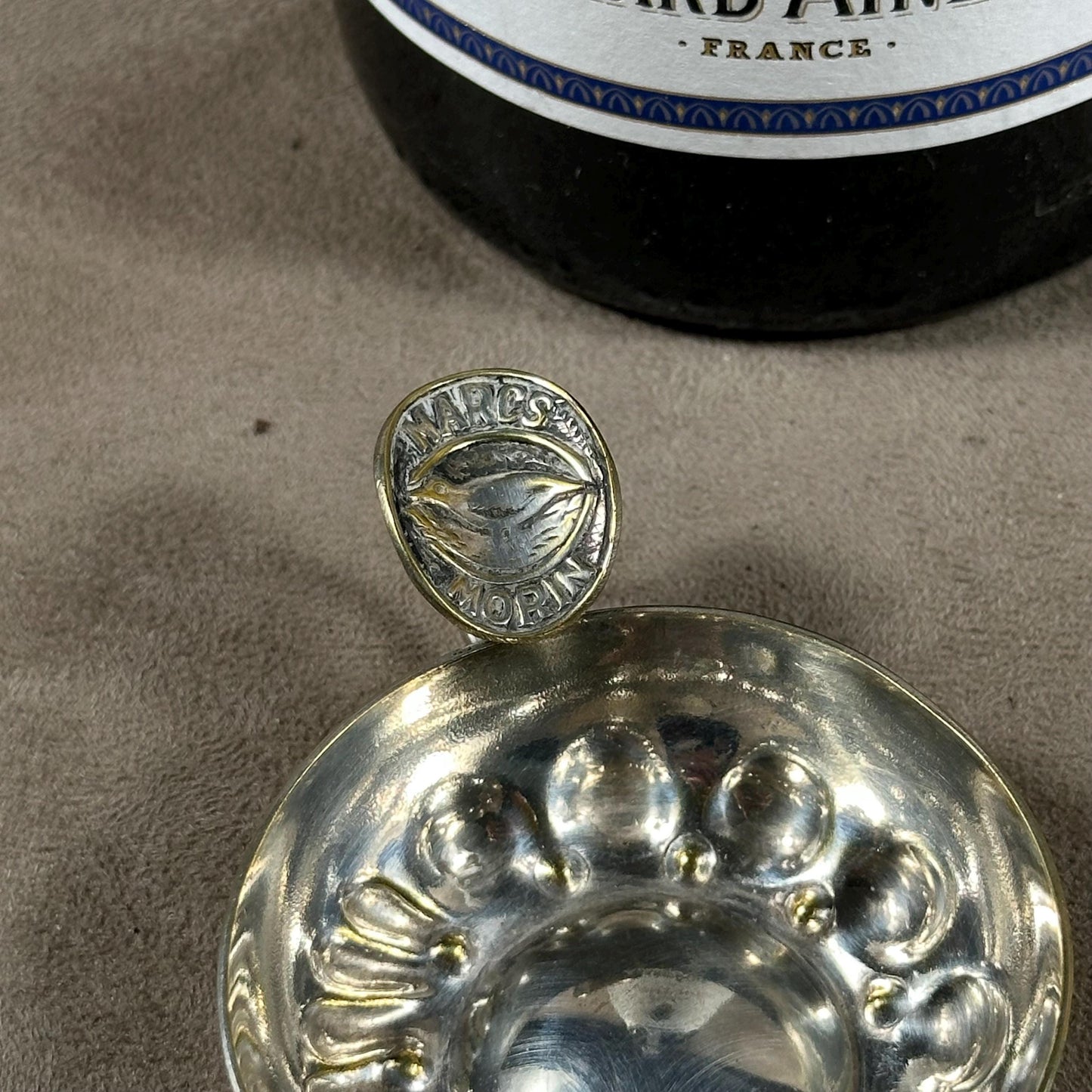 Tastevin en métal argenté, Marc Morin, Made in France, Vintage 1950