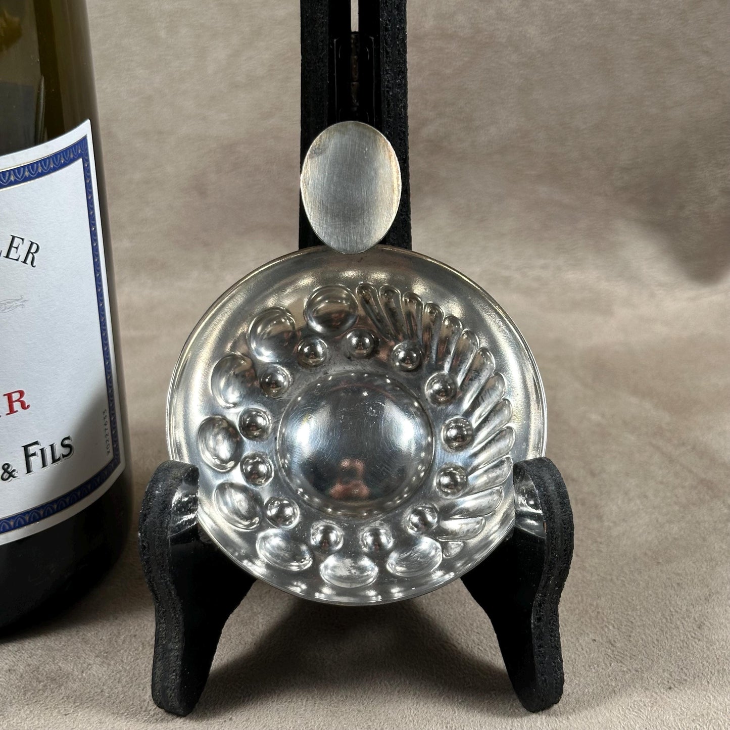 Tastevin en métal argenté, Made in France, Vintage 1950