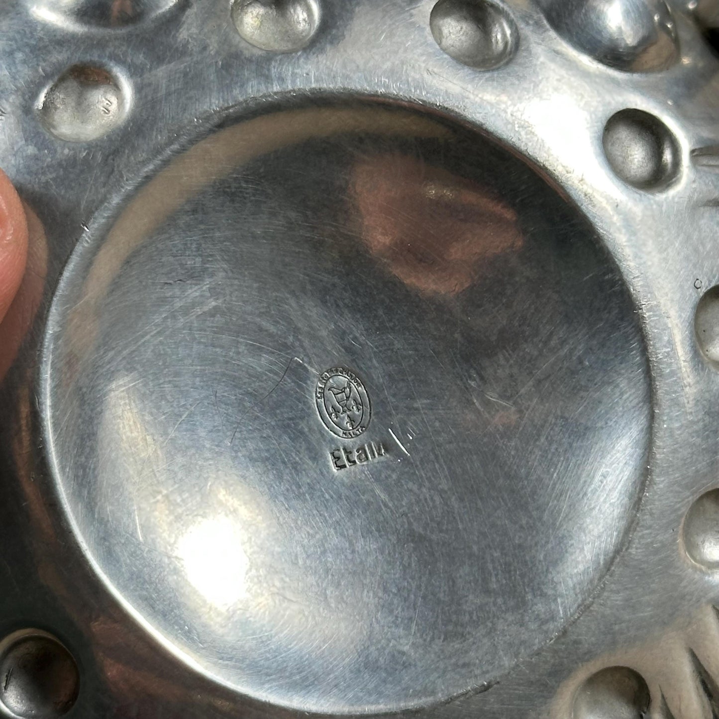 Tastevin XXL en étain Etain d'Anjou vintage Made in France 1950