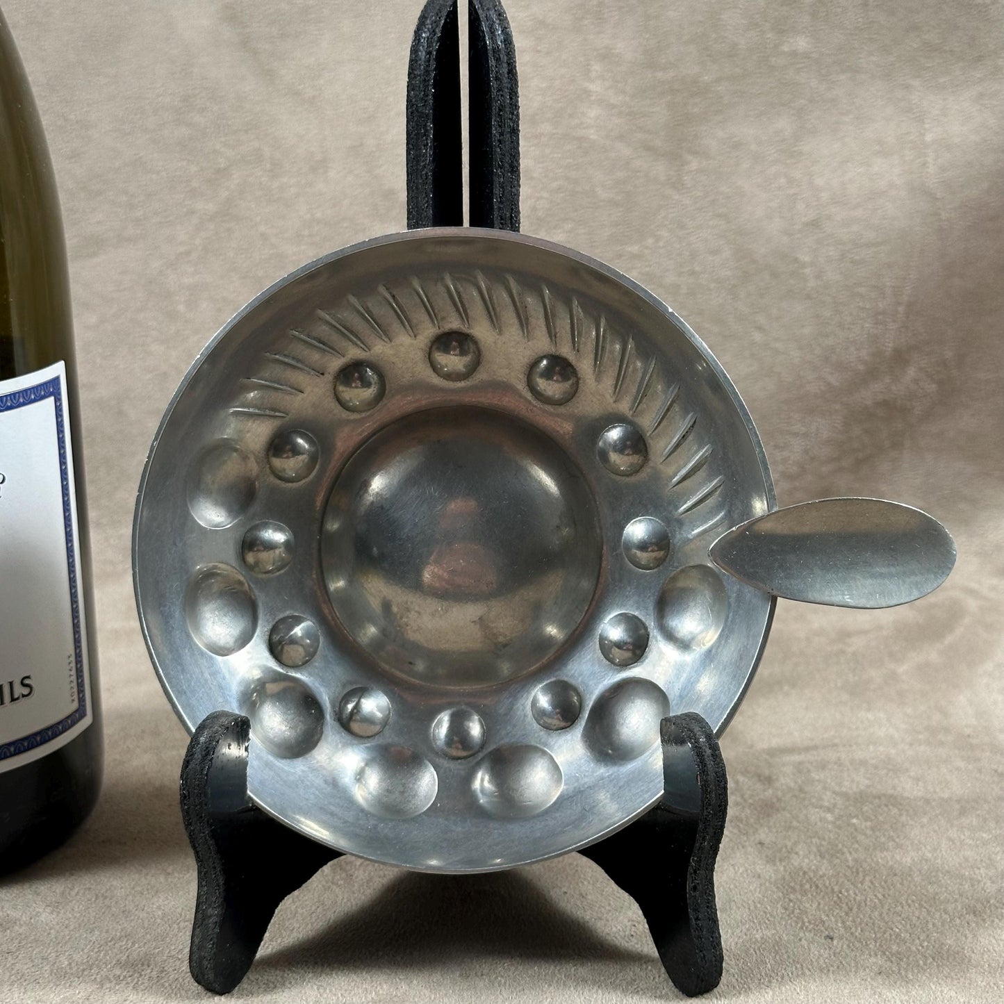 Tastevin XXL en étain Etain d'Anjou vintage Made in France 1950