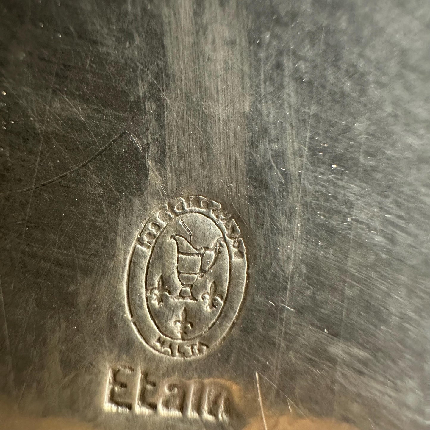 Tastevin XXL en étain Etain d'Anjou vintage Made in France 1950