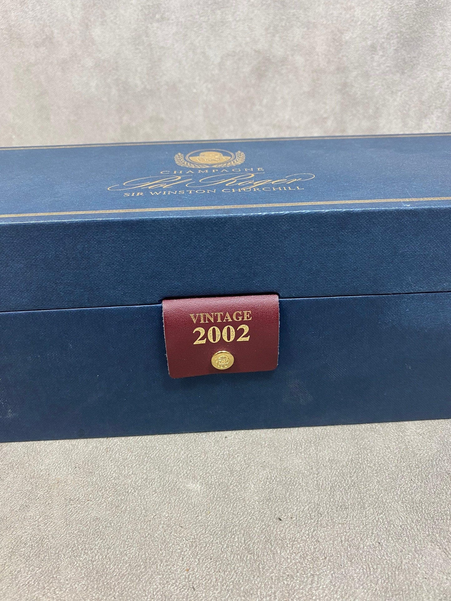 Boite Pol Roger bleu pour bouteille Cuvée Sir Winston Made in France Années 1980