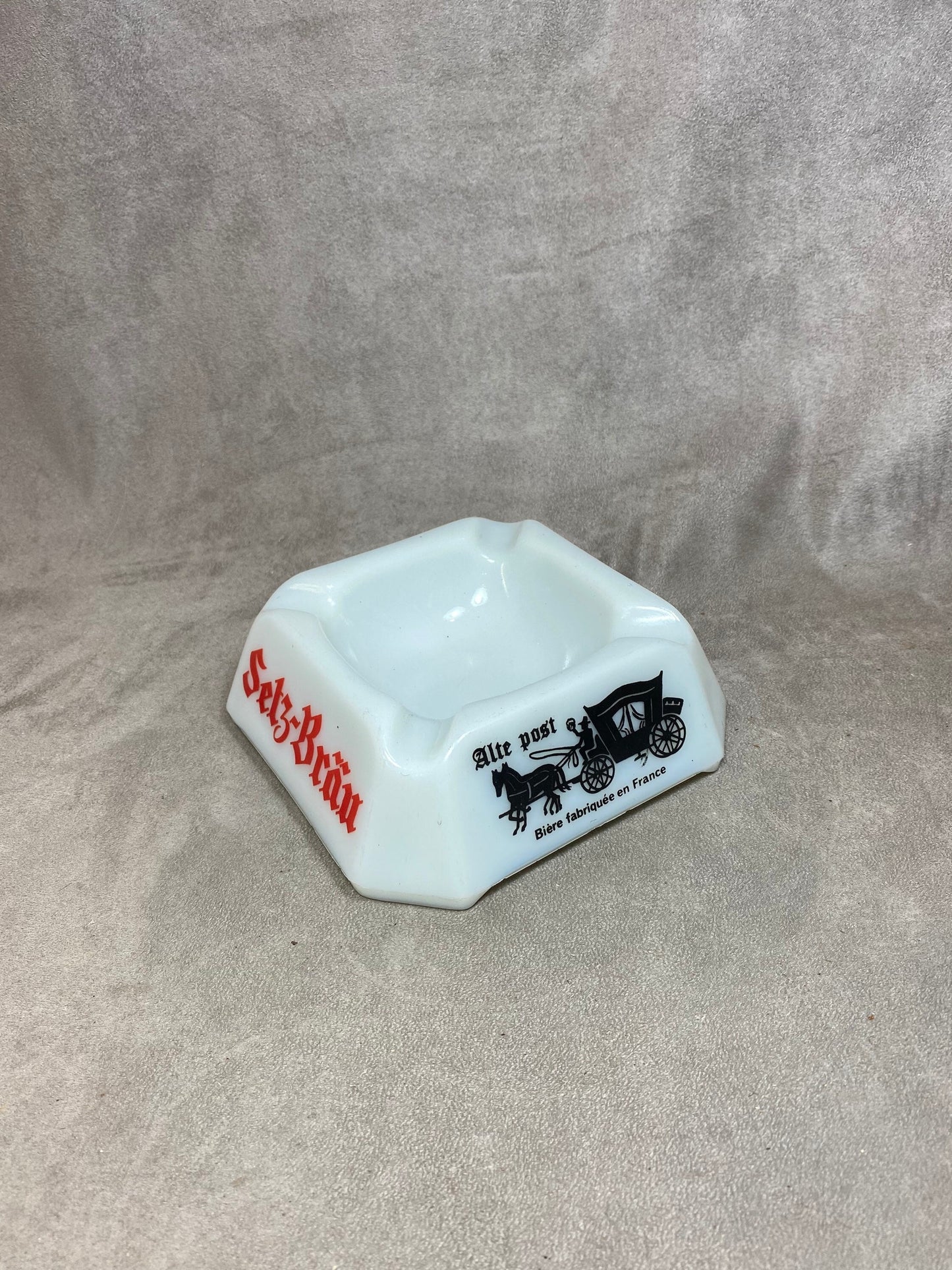 Werbeaschenbecher aus Ivorex, Setz Braü, Made in France, Vintage 1980