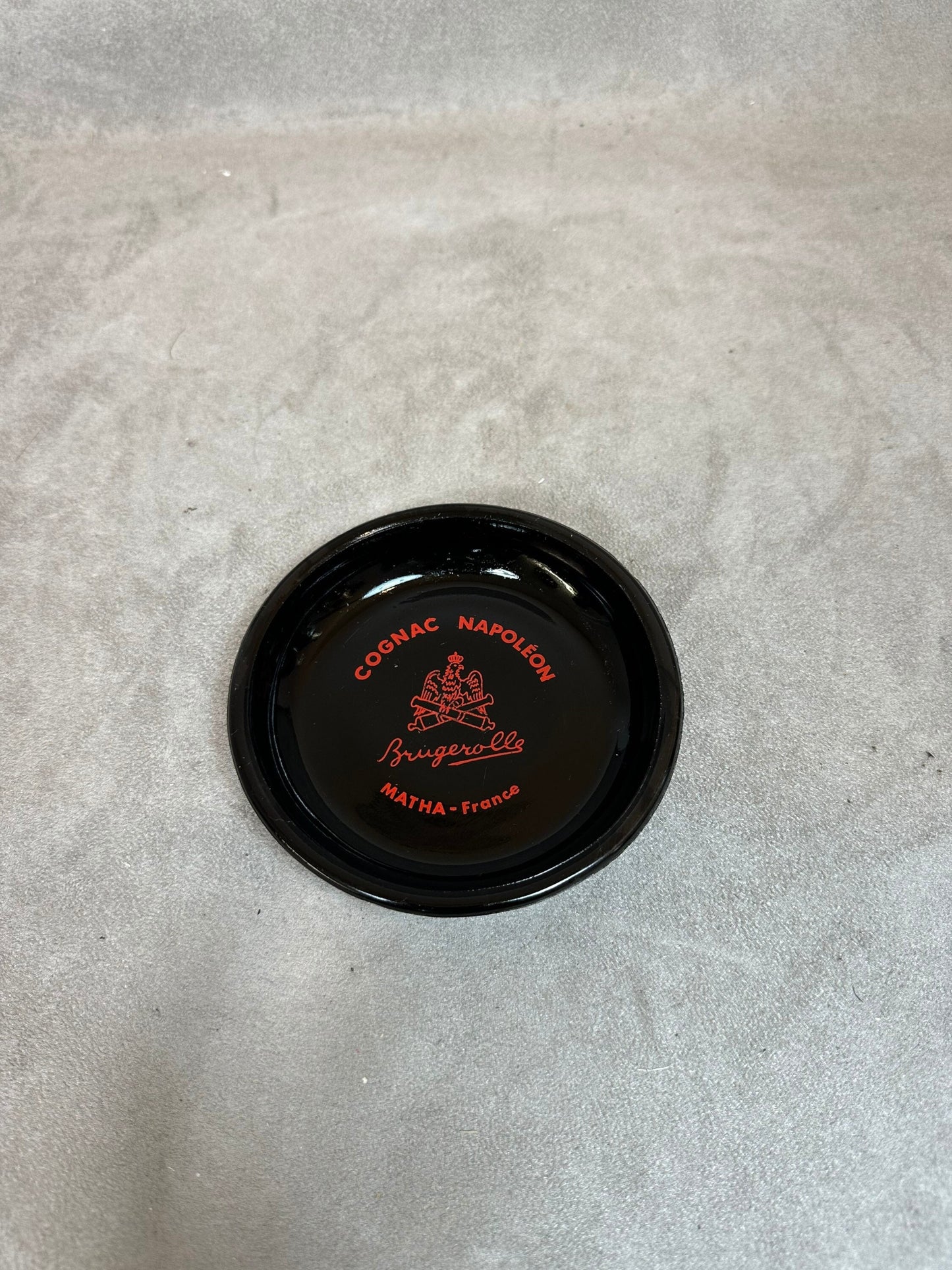Werbeaschenbecher aus Glas, Cognac Napoléon, Brugerolle, Made in France, Vintage 1980
