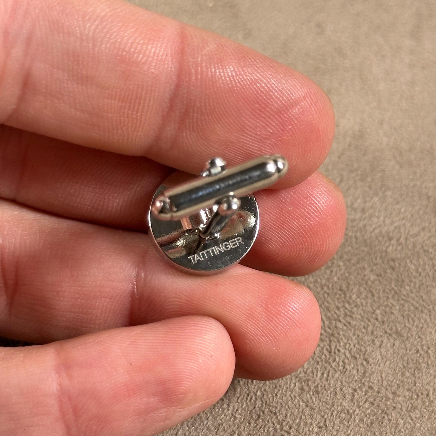 Pair of Taittinger cufflinks in steel Made in France