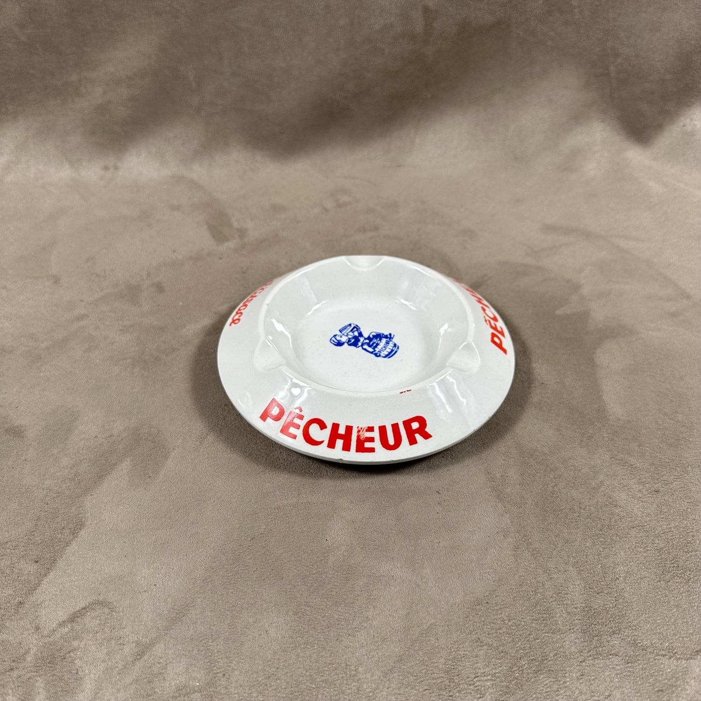 Cendrier en céramique Bière Pêcheur par Badonviller Vintage Made in France