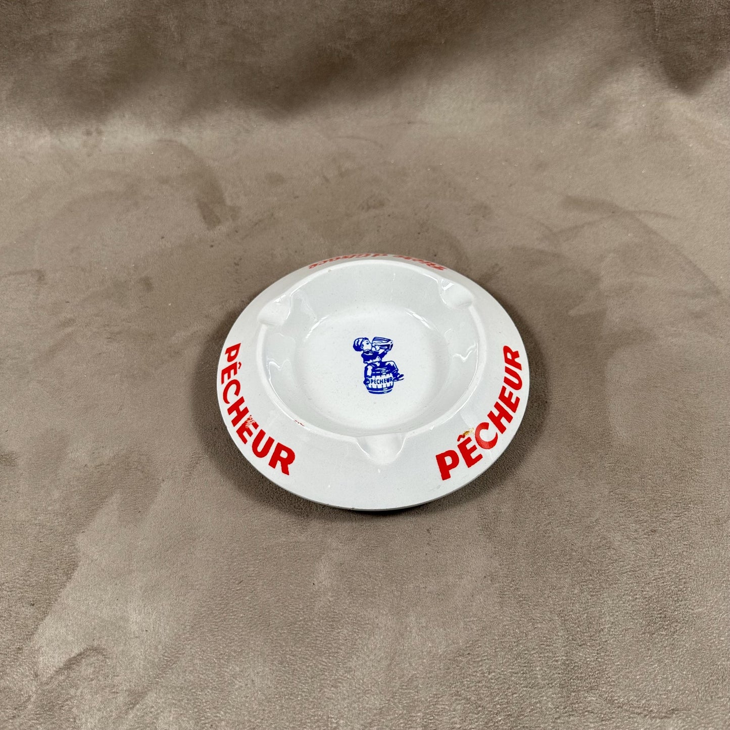 Cendrier en céramique Bière Pêcheur par Badonviller Vintage Made in France
