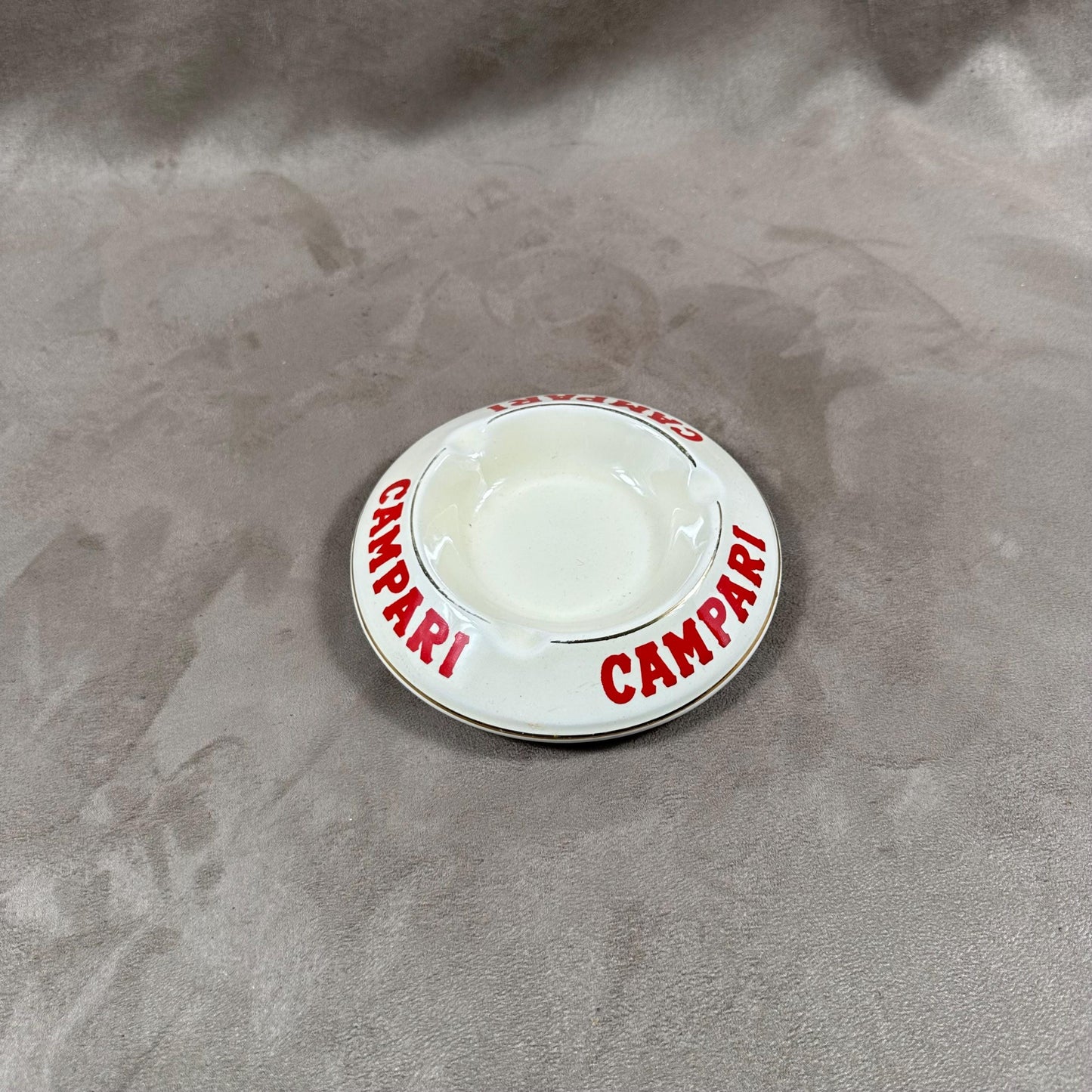 Cendrier vintage Campari en faience blanche et rouge Made in France