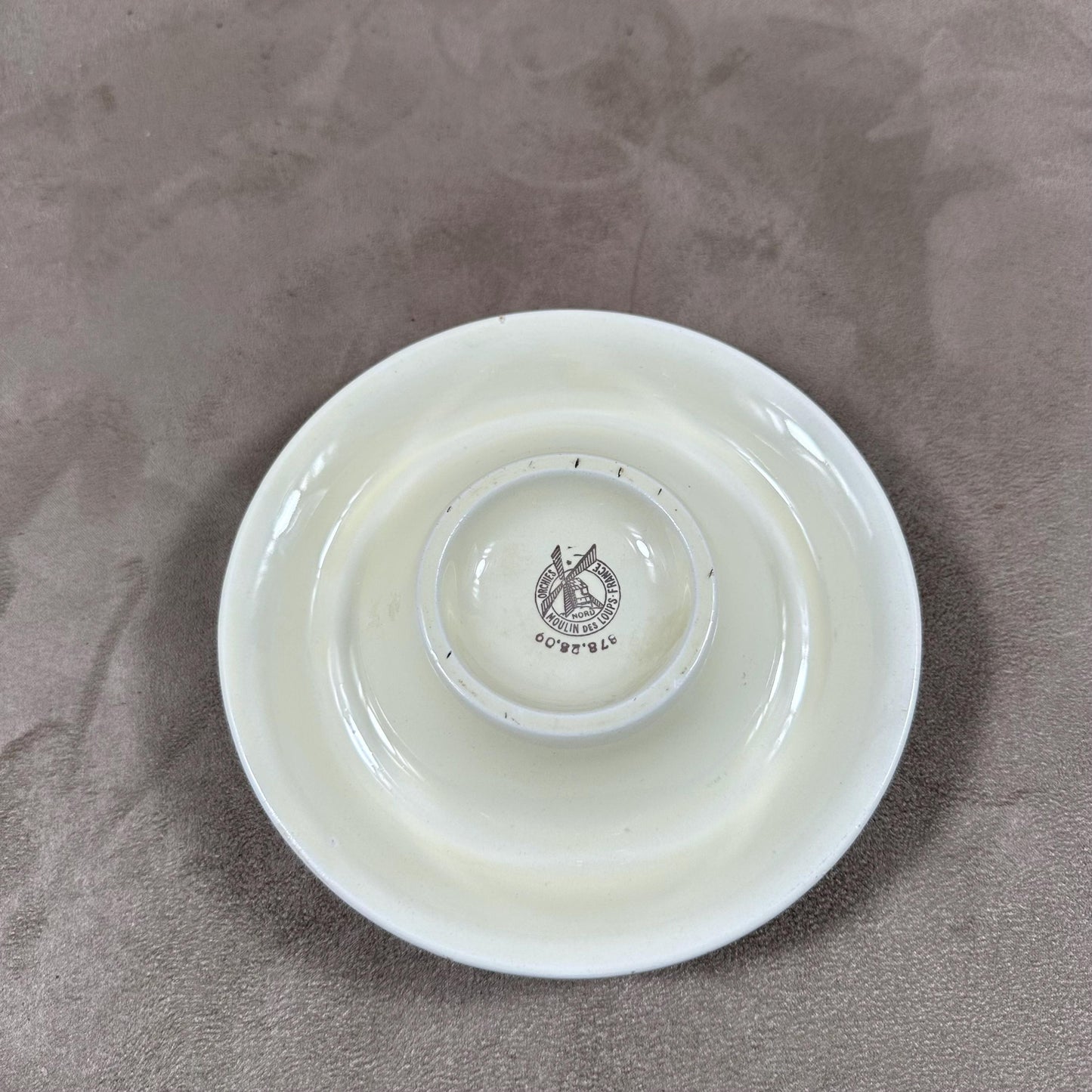 Cendrier vintage Campari en faience blanche et rouge Made in France