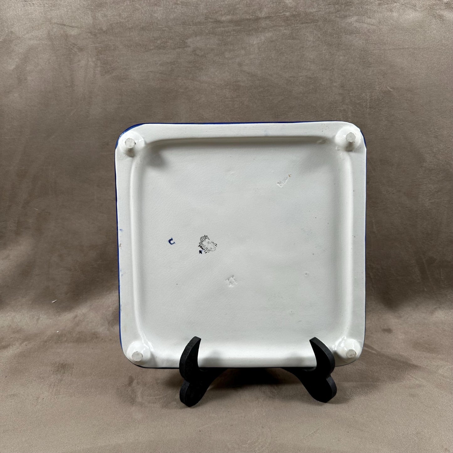 RARE Dessous de plat Gien modèle Renaissance blanc faience Modèle Original Made in France 1900