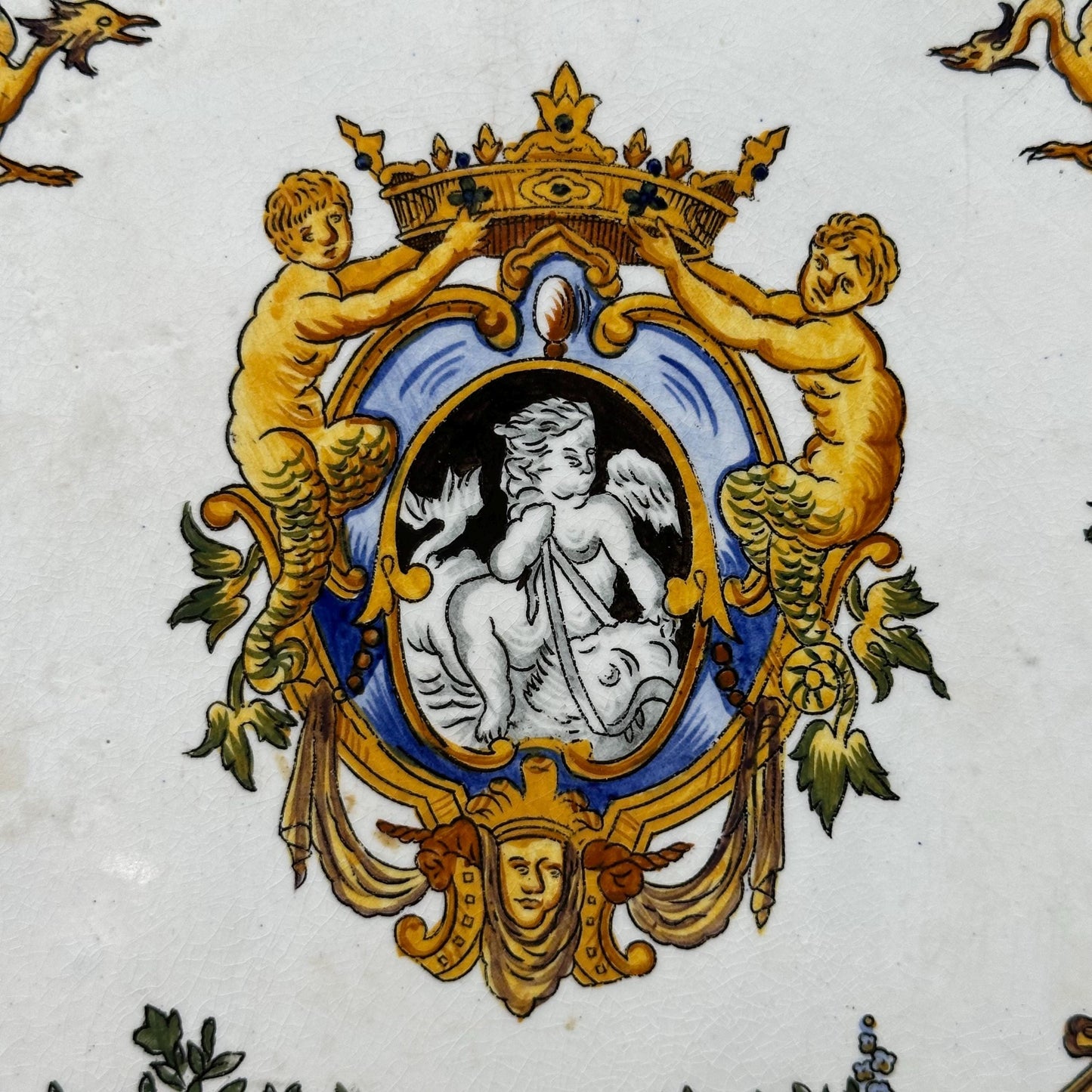 RARE Dessous de plat Gien modèle Renaissance blanc faience Modèle Original Made in France 1900