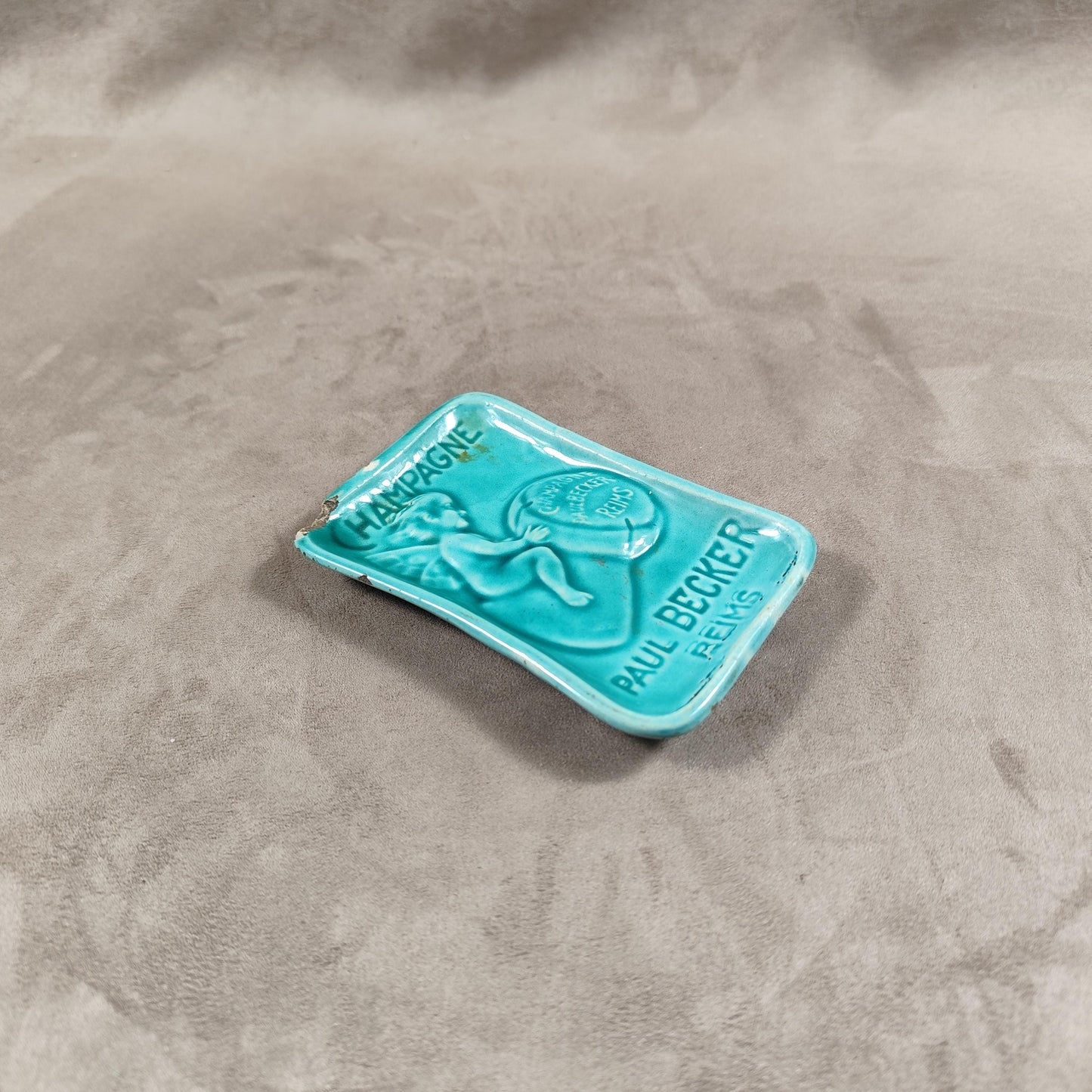 Cendrier publicitaire en faience Paul Becker ancien Made in France 1900