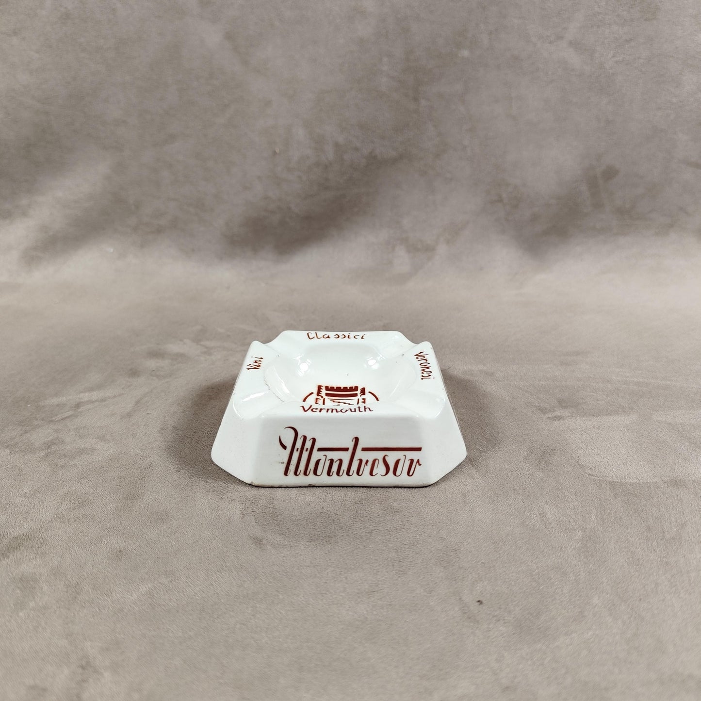 RARE Cendrier publicitaire en faience Montresor Vini Vermouth par Marmaca Made in Italy Vintage 1950