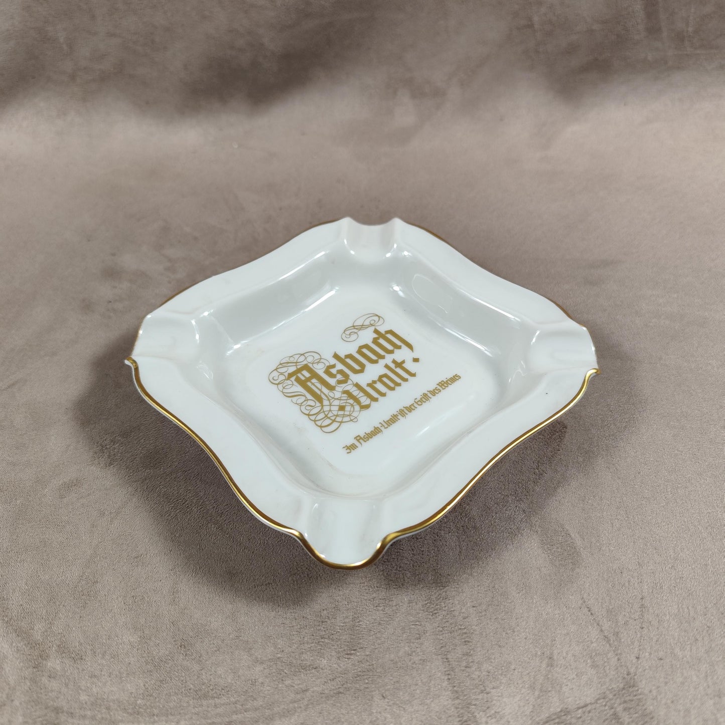 Cendrier publicitaire en faience Brandy Asbach Uralt Made in Germany Vintage 1970